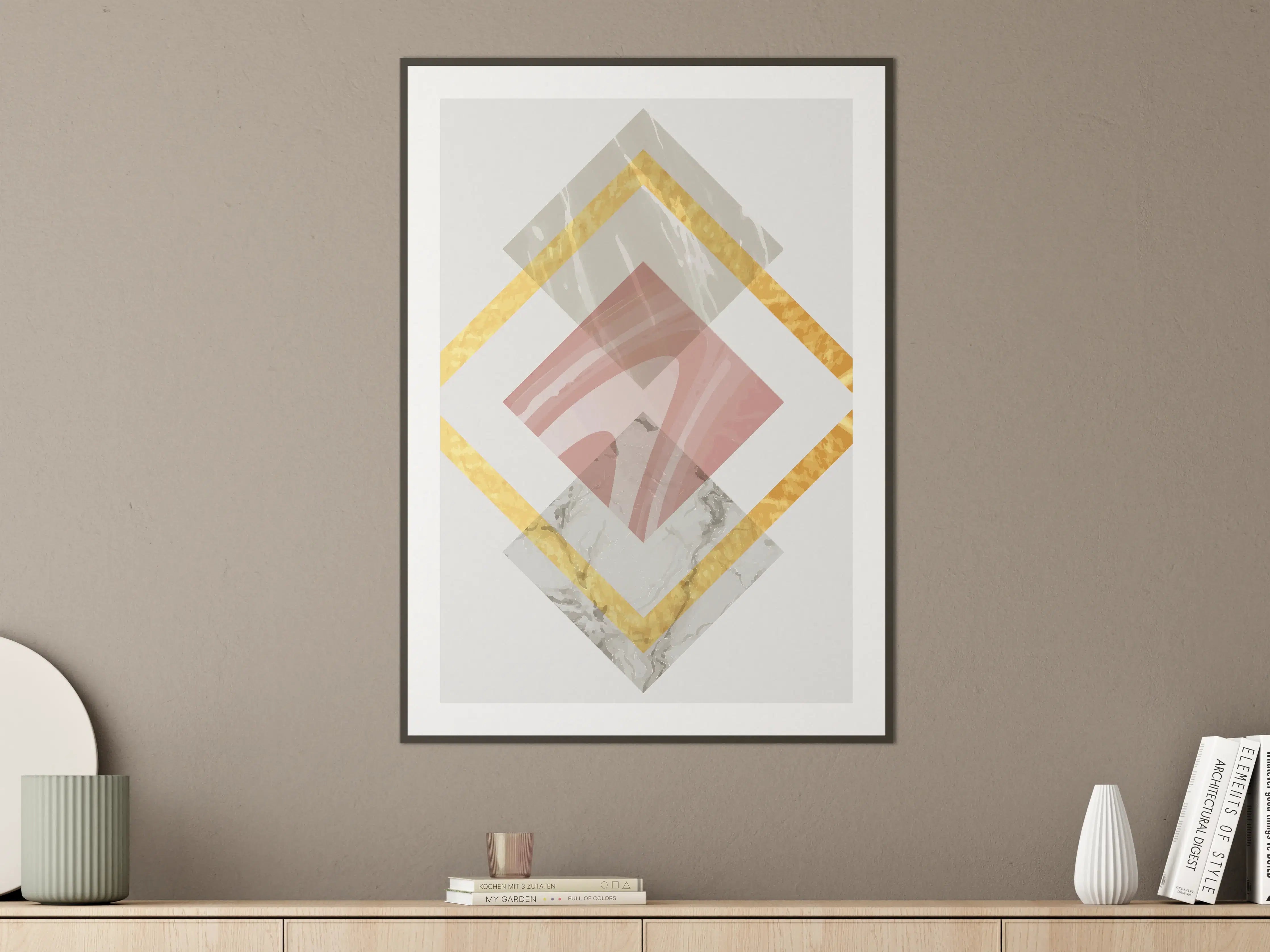 Große Wandbilder - Moderne geometrische Kunst mit Goldakzenten