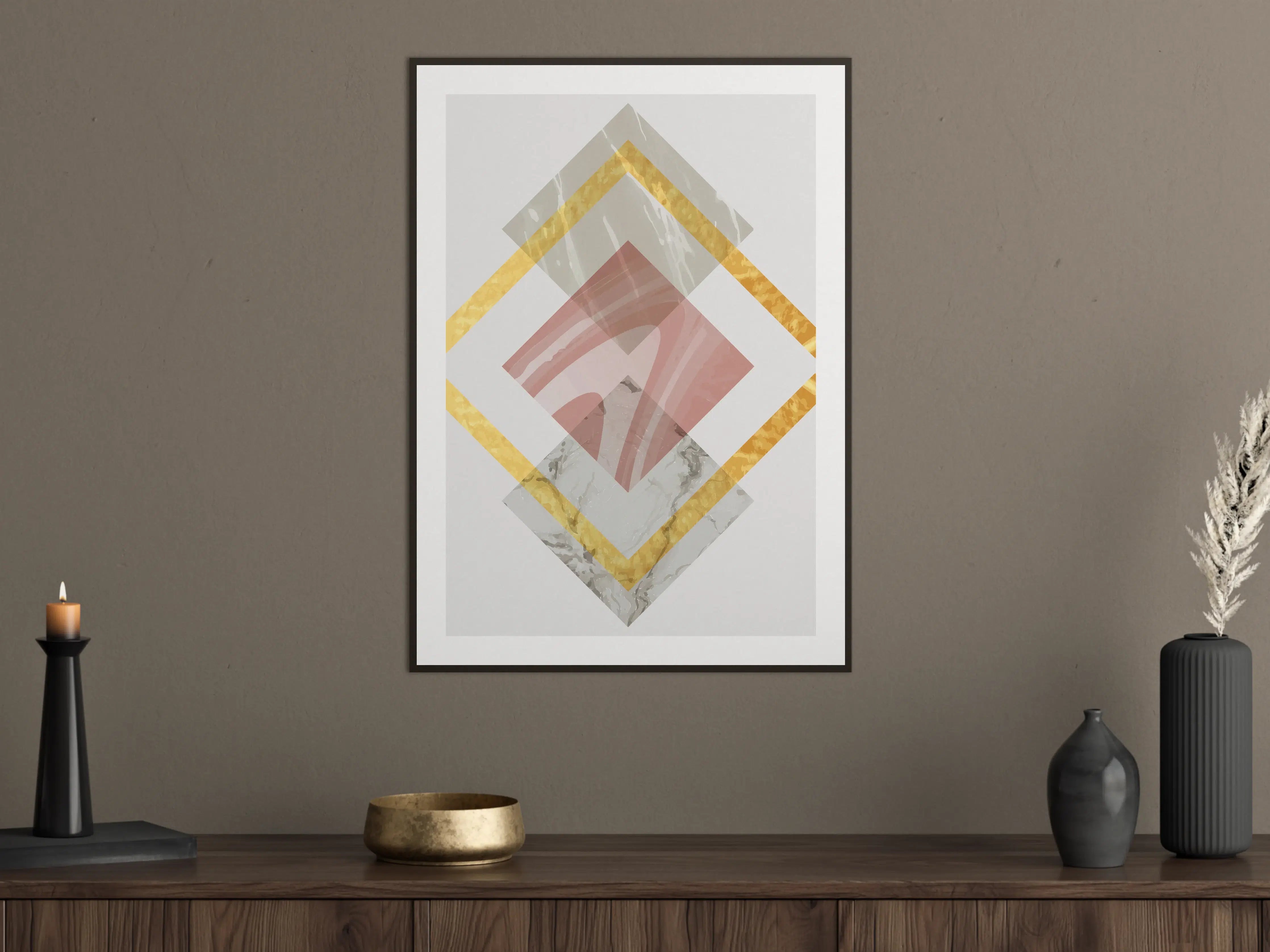 Große Wandbilder - Moderne geometrische Kunst mit Goldakzenten