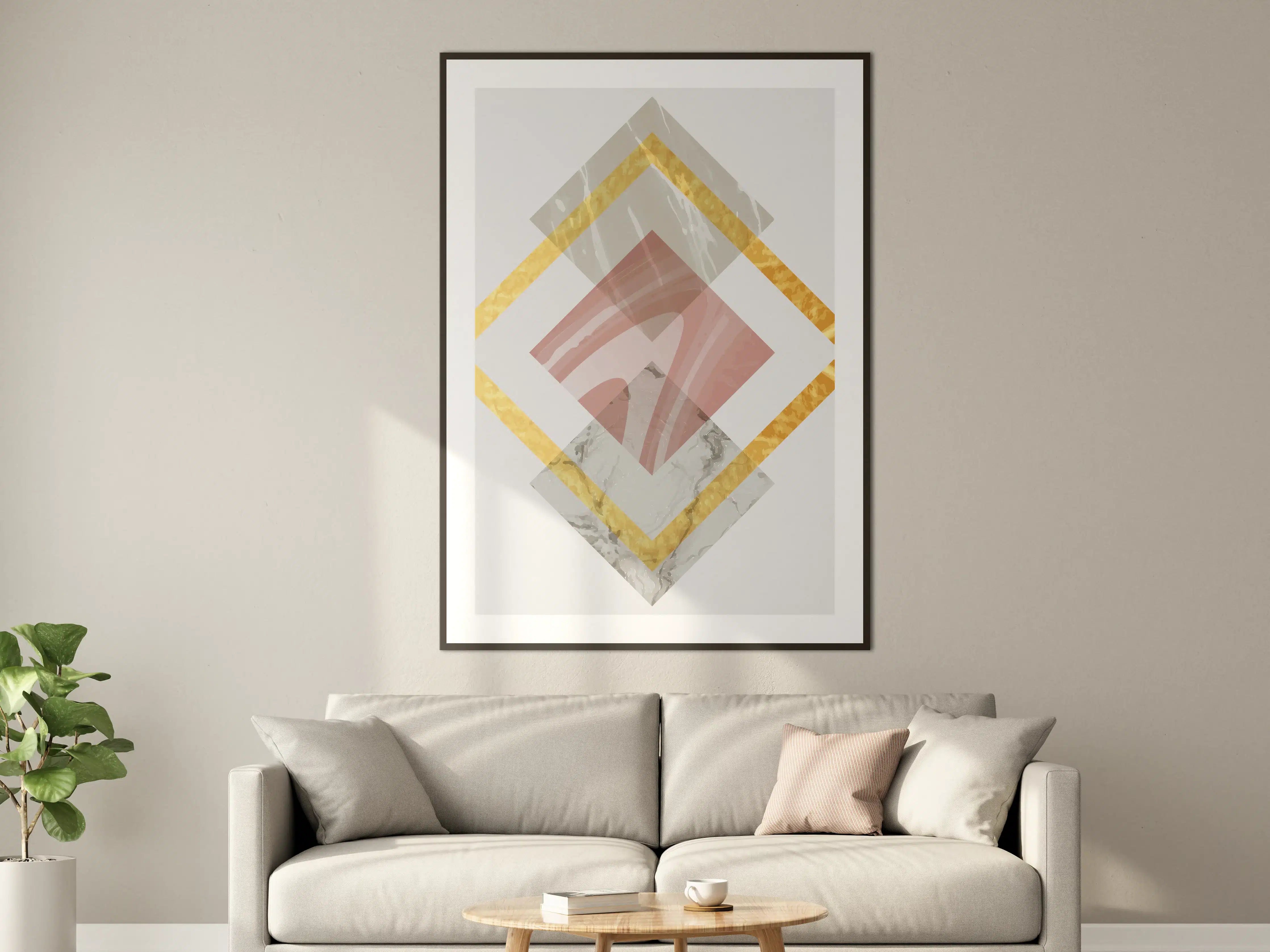 Große Wandbilder - Moderne geometrische Kunst mit Goldakzenten