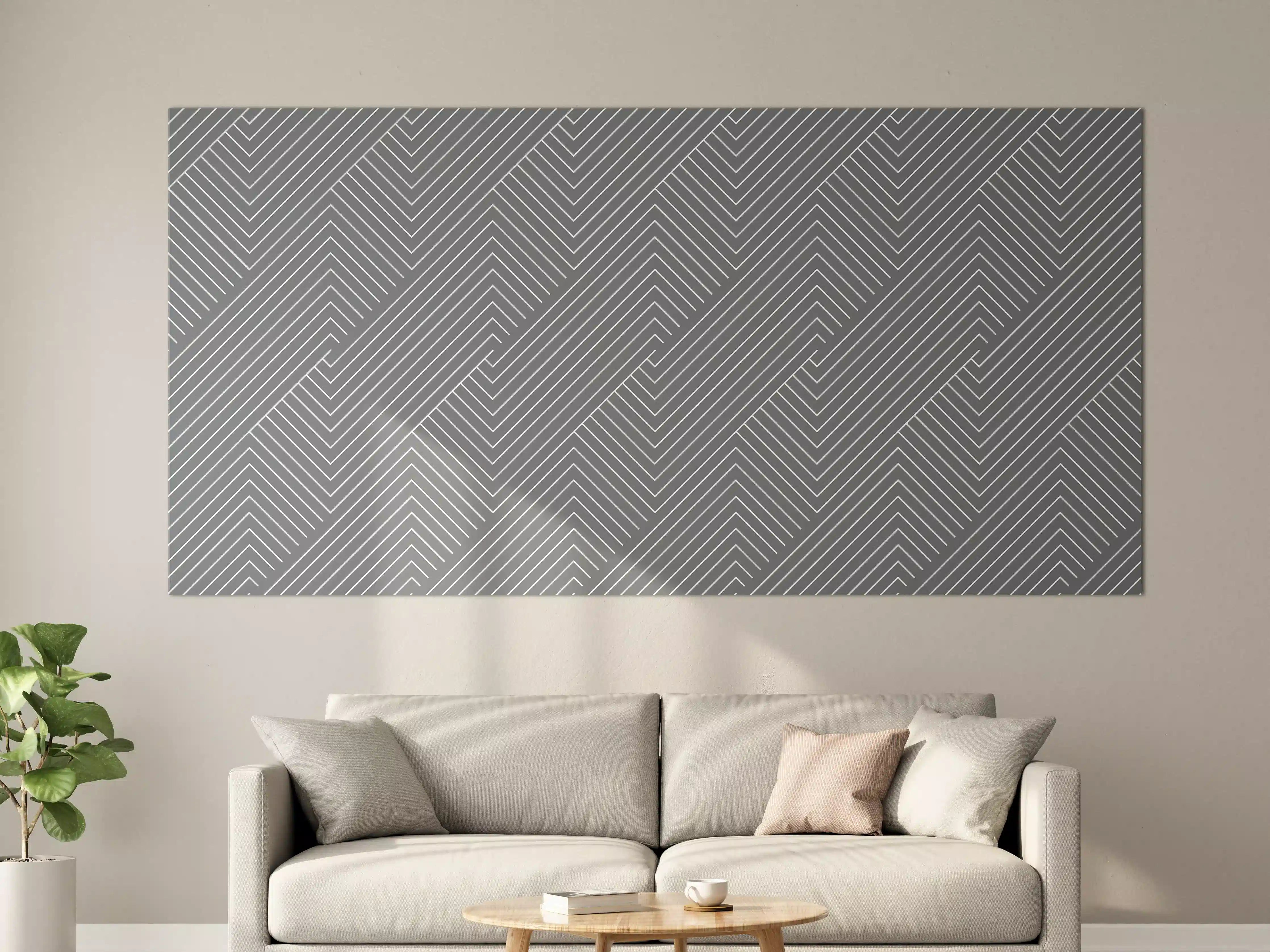 Große Wandbilder - Moderne geometrische Linien in Grau