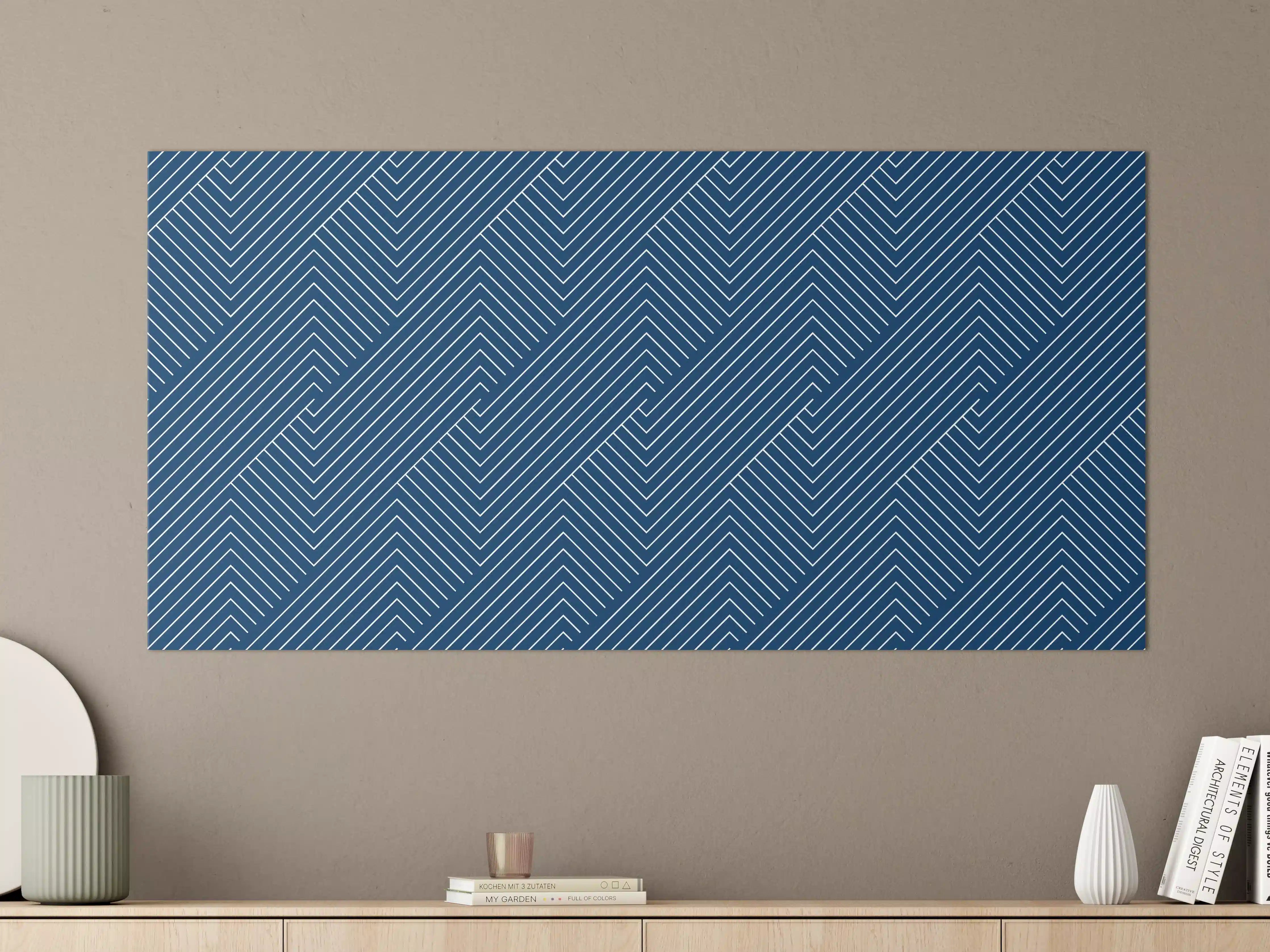 Große Wandbilder - Moderne geometrische Linienführung in Blau