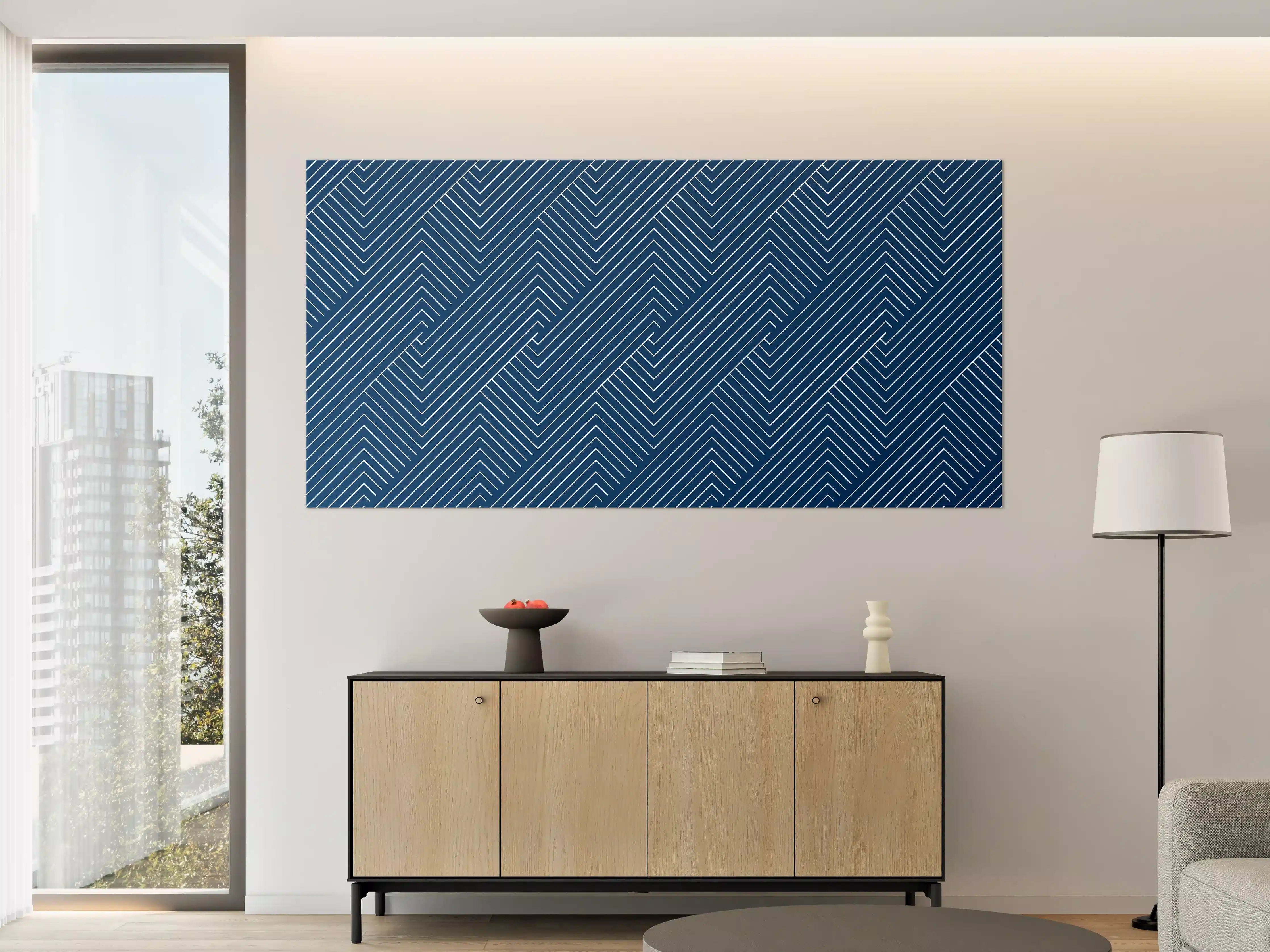 Große Wandbilder - Moderne geometrische Linienführung in Blau