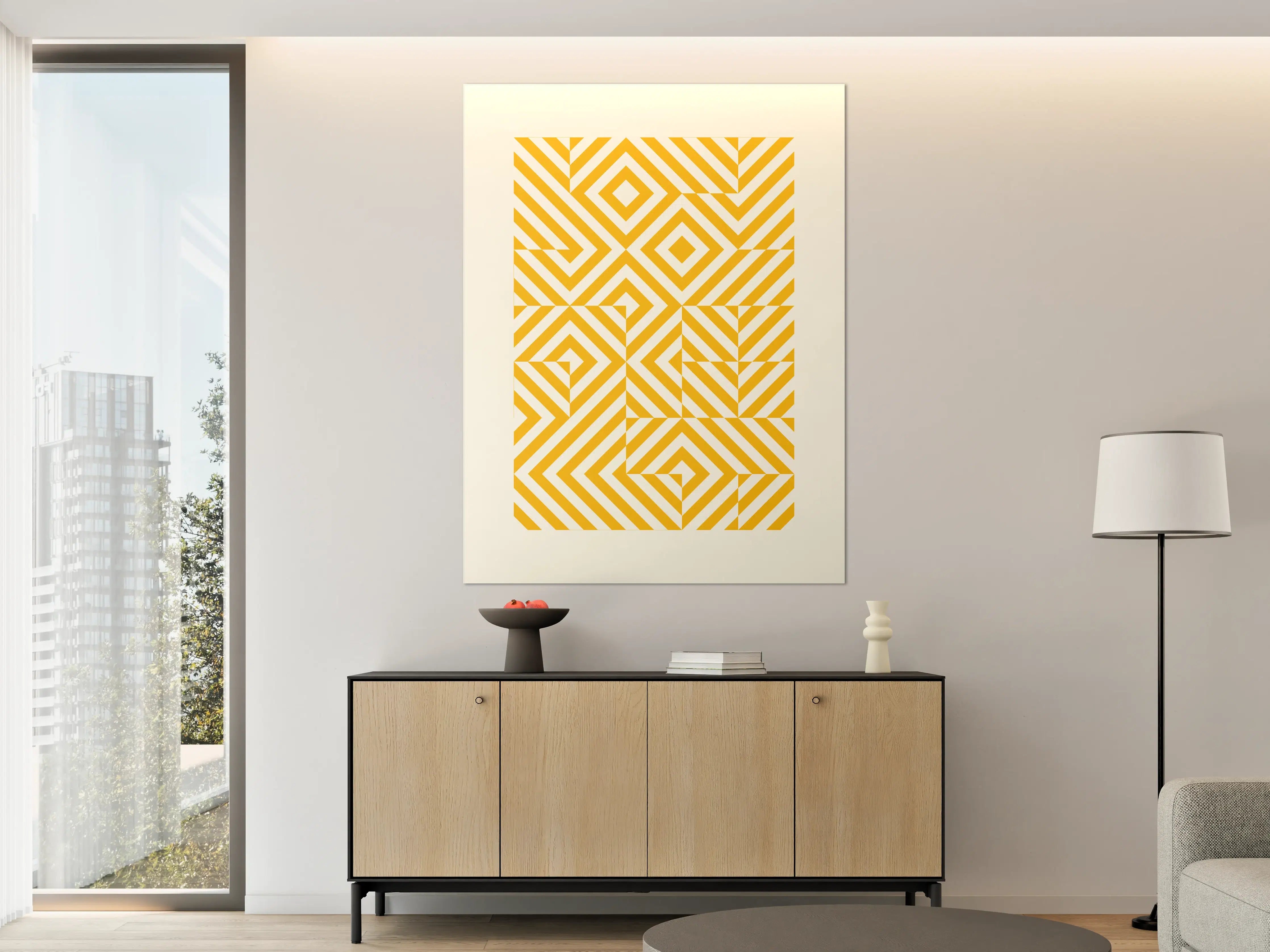 Große Wandbilder - Moderne geometrische Muster in Gelb