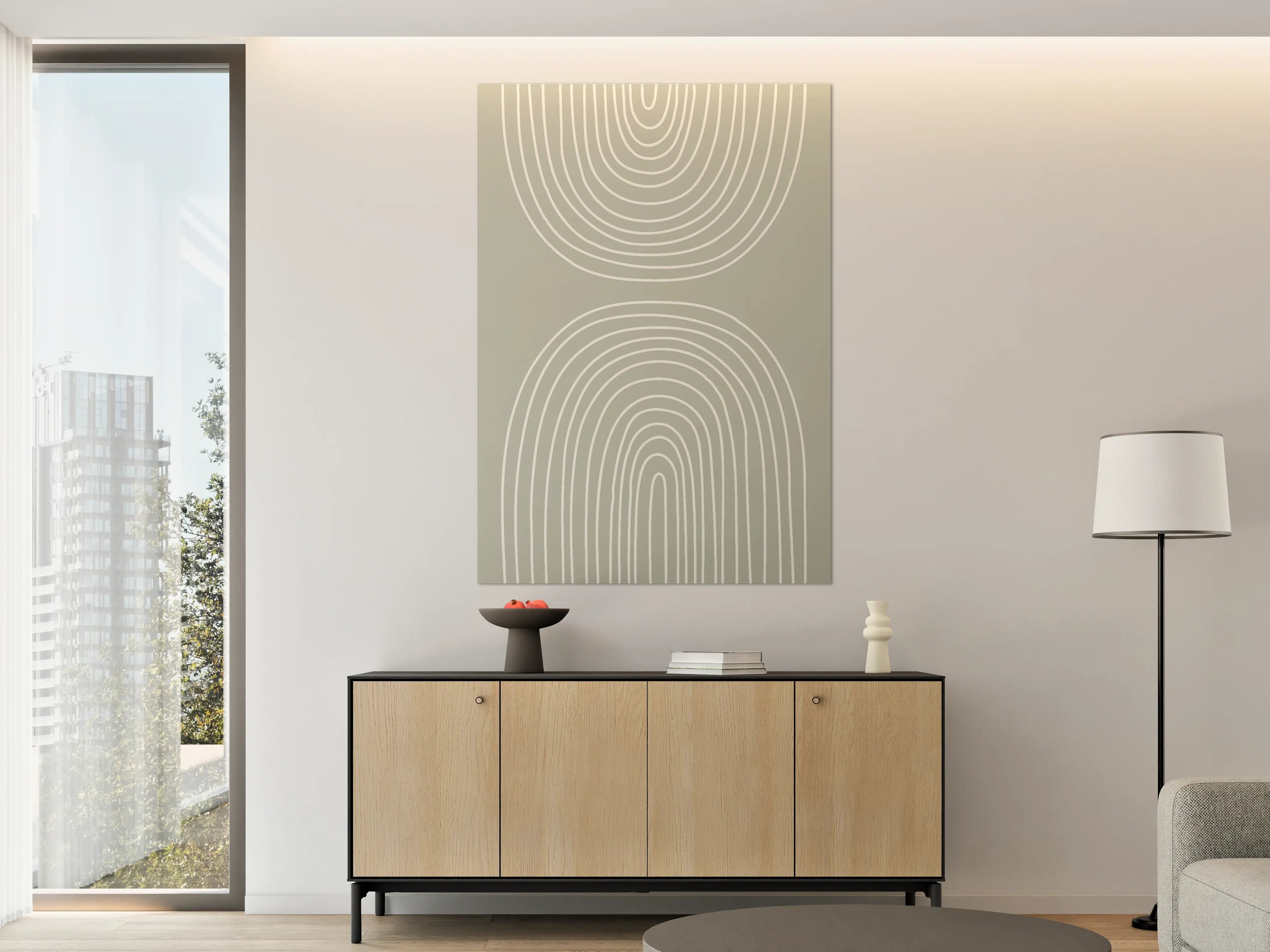 Große Wandbilder - Moderne geometrische Muster in dezenten Tönen