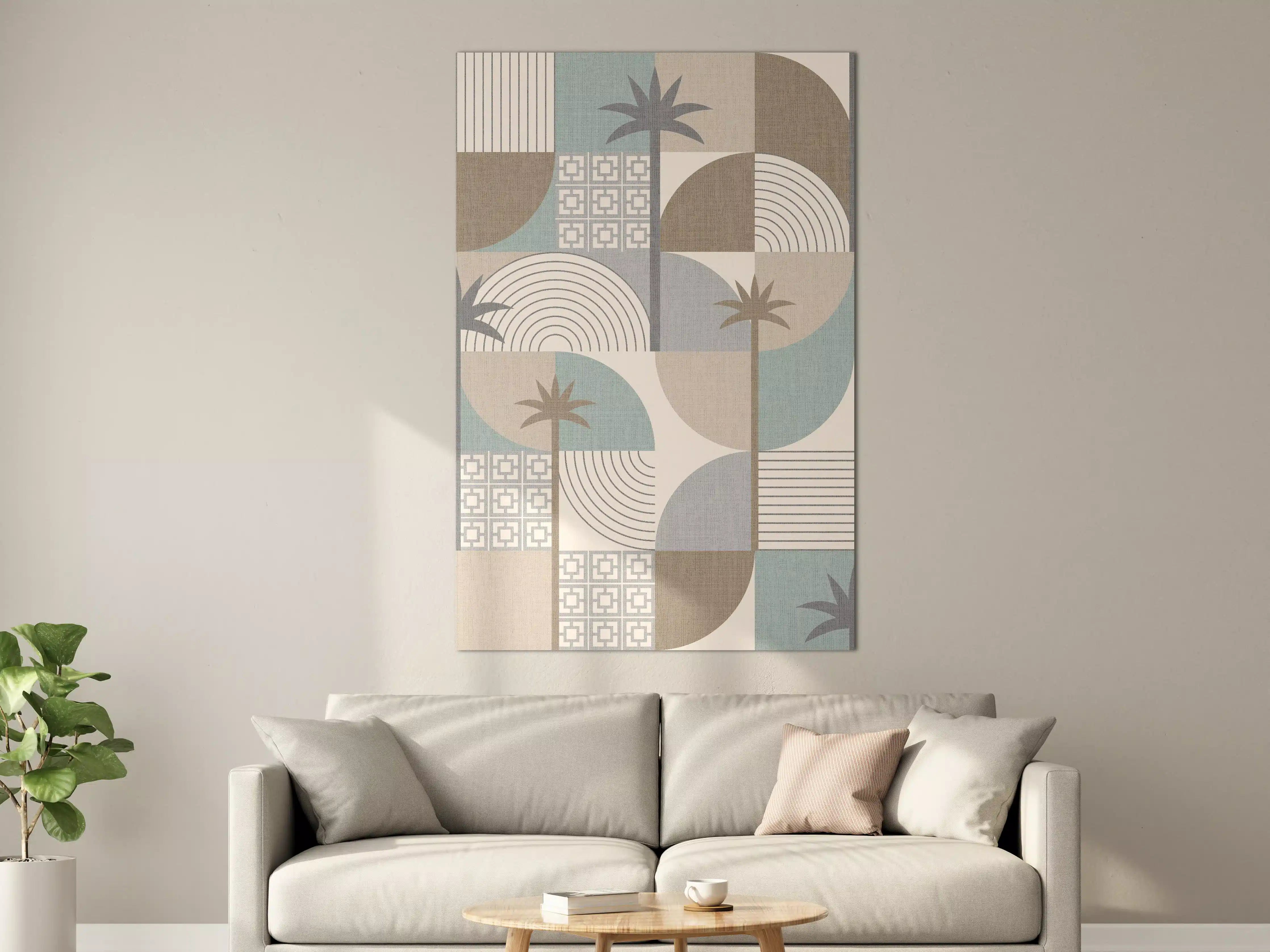 Große Wandbilder - Moderne geometrische Palme in sanften Tönen