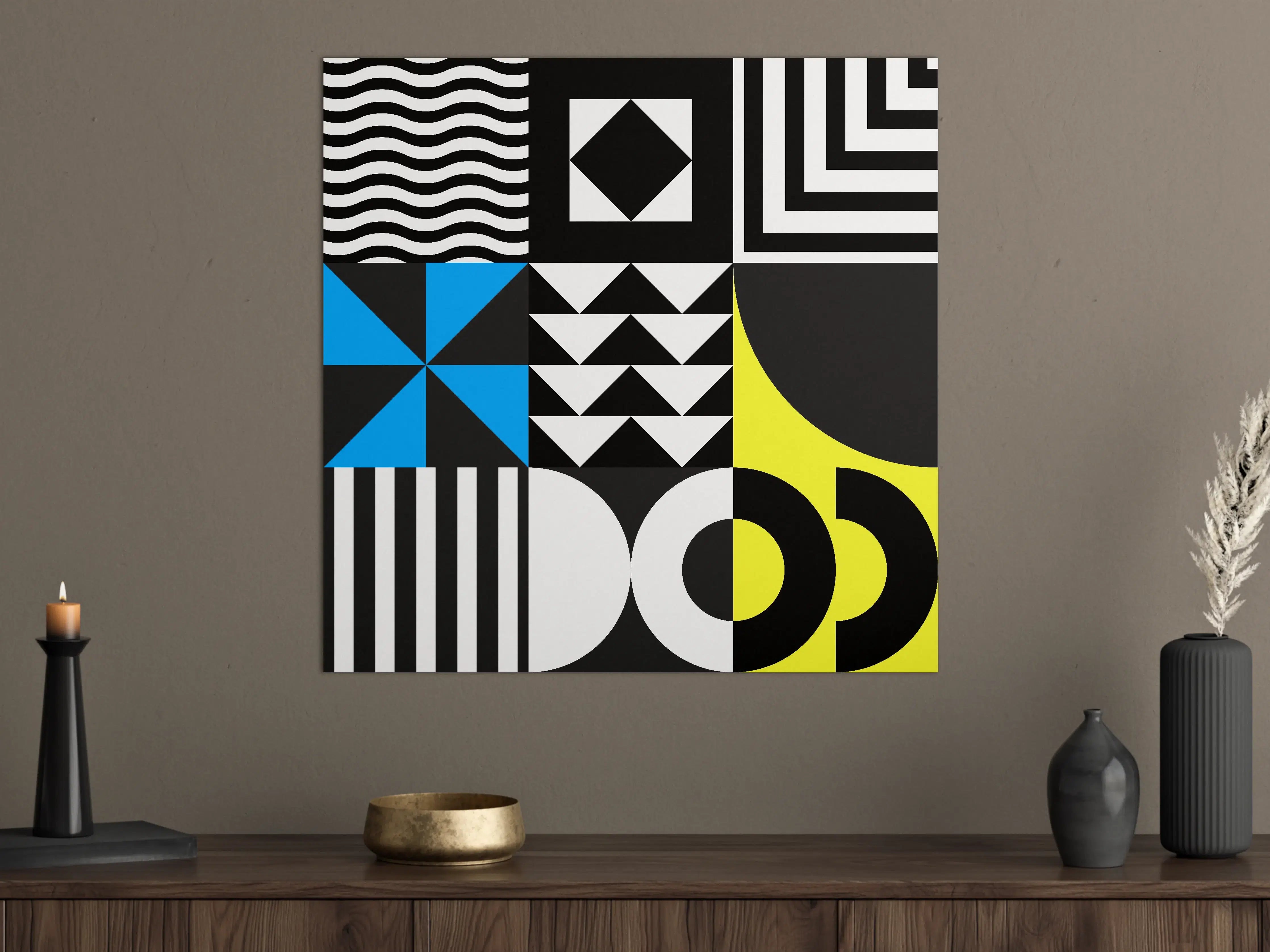 Große Wandbilder - Moderne geometrische Schwarz-Gelb-Design