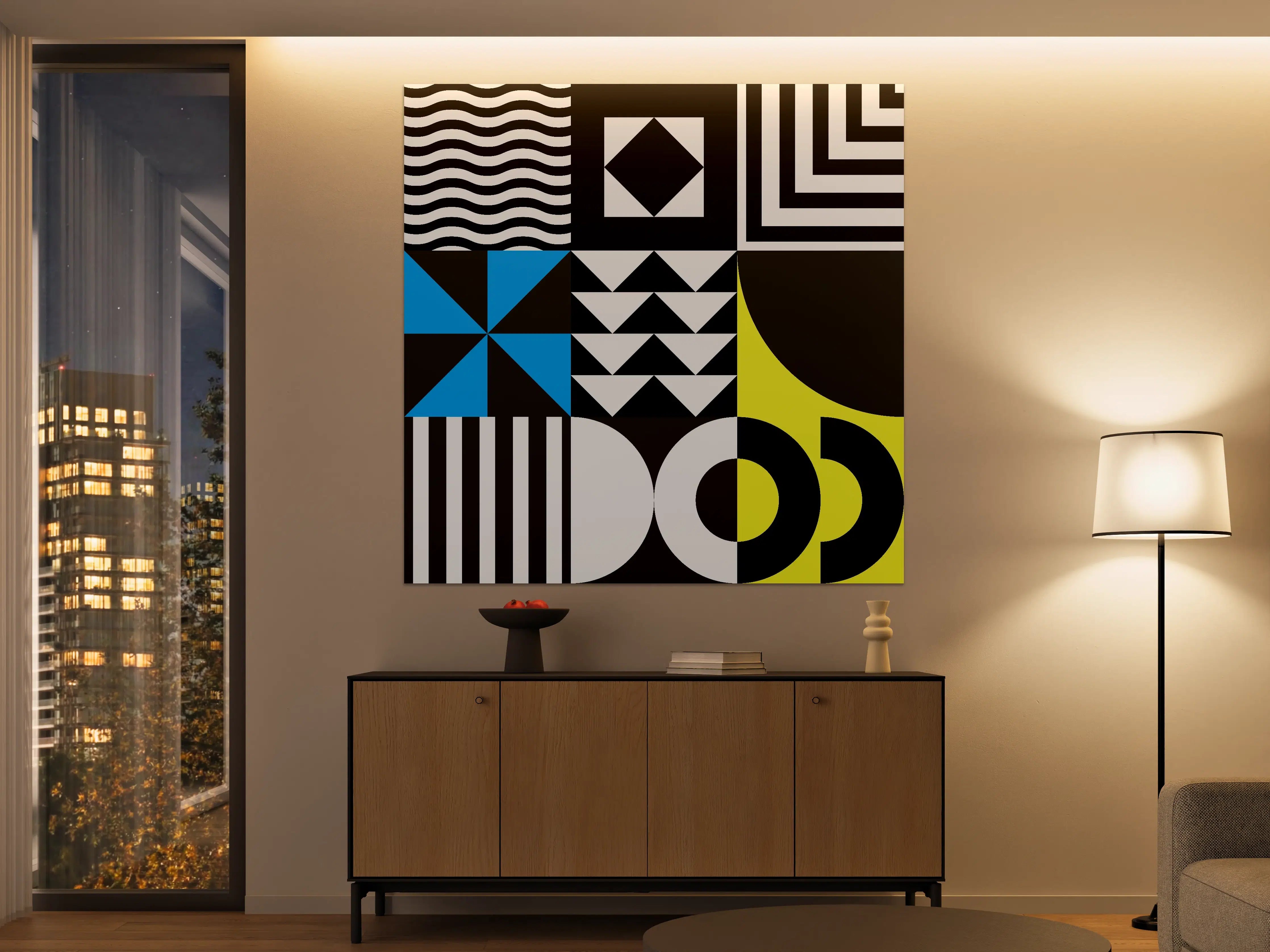 Große Wandbilder - Moderne geometrische Schwarz-Gelb-Design