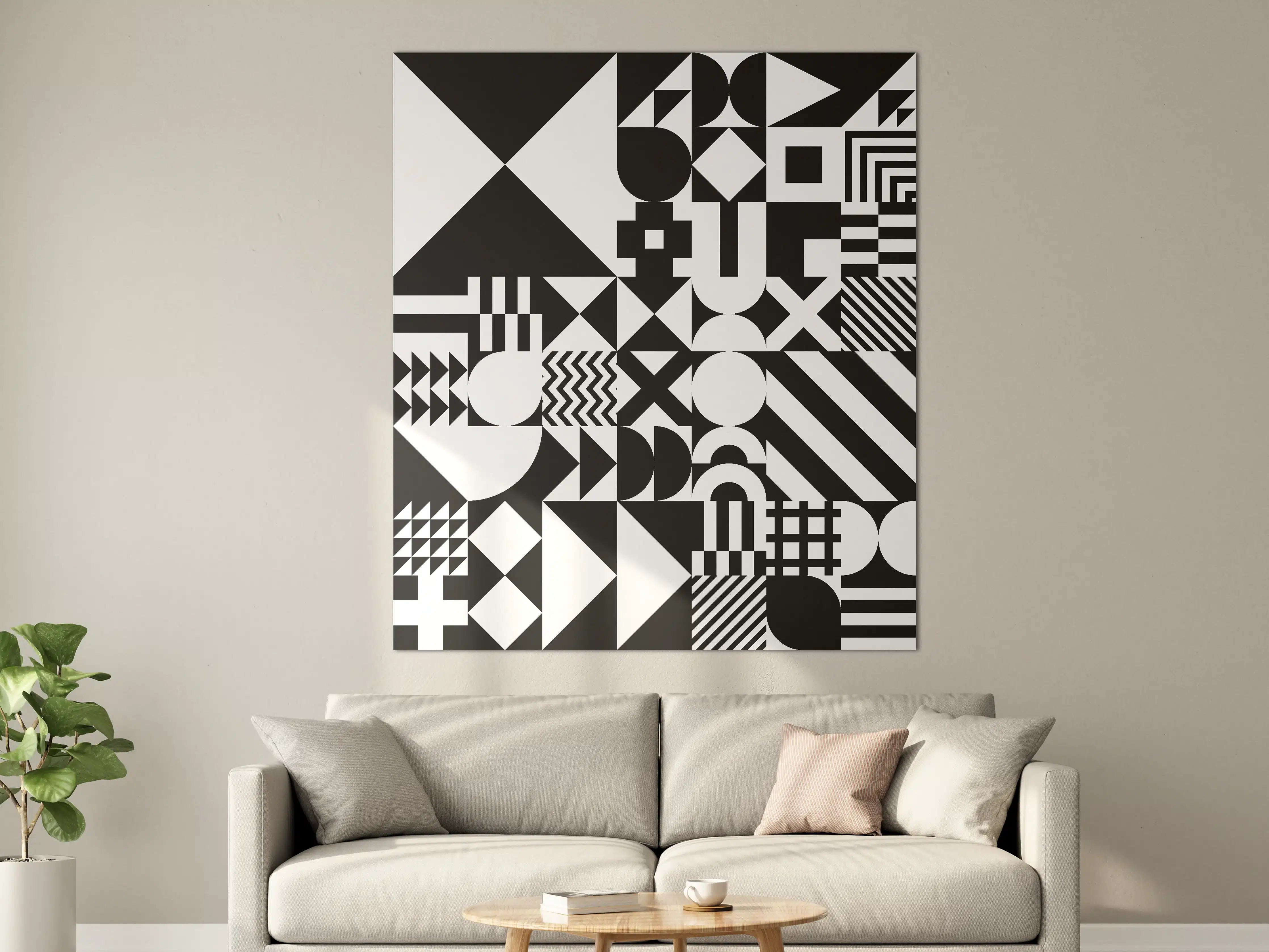Große Wandbilder - Moderne geometrische Schwarz-Weiß-Komposition