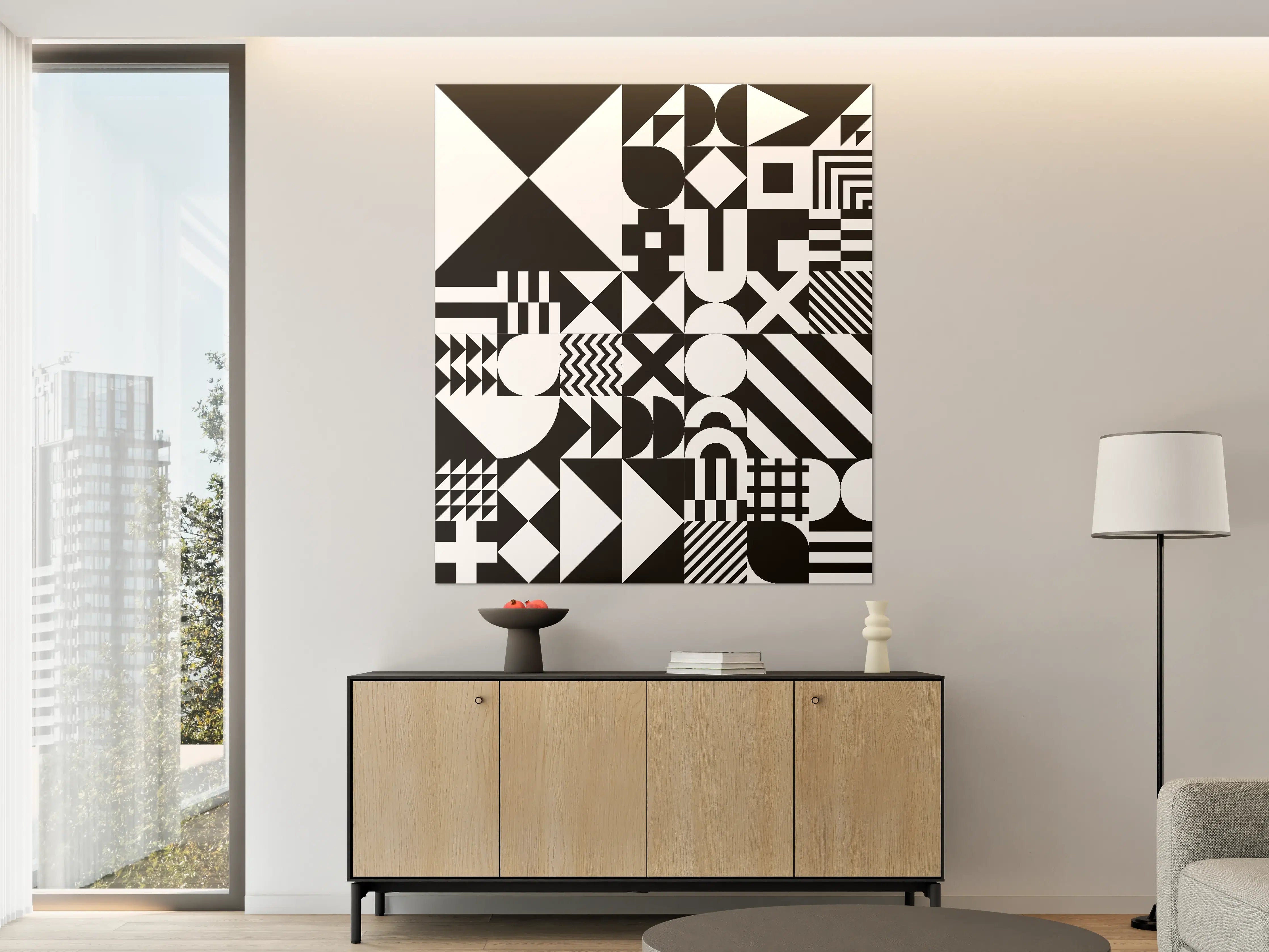 Große Wandbilder - Moderne geometrische Schwarz-Weiß-Komposition
