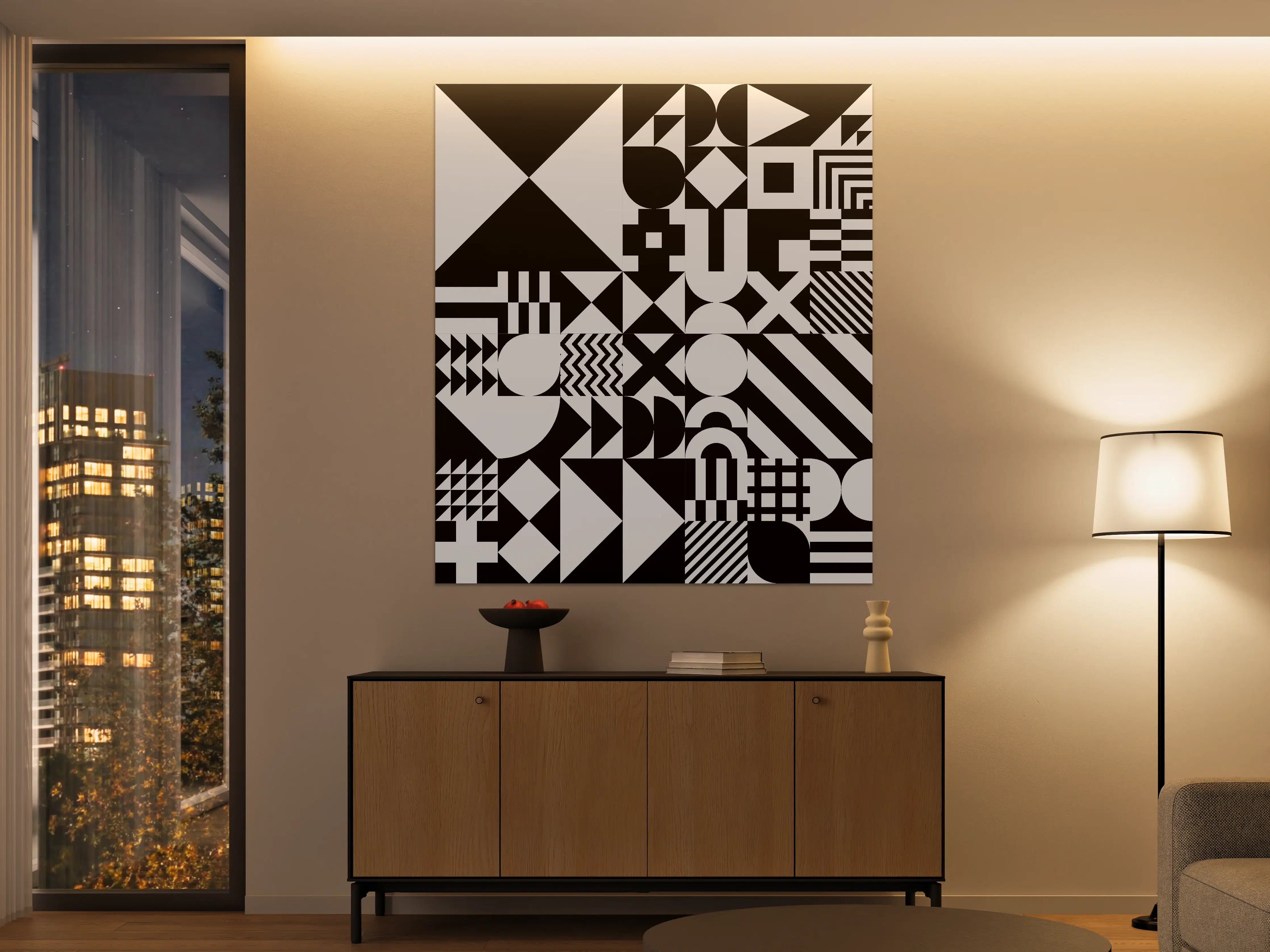 Große Wandbilder - Moderne geometrische Schwarz-Weiß-Komposition
