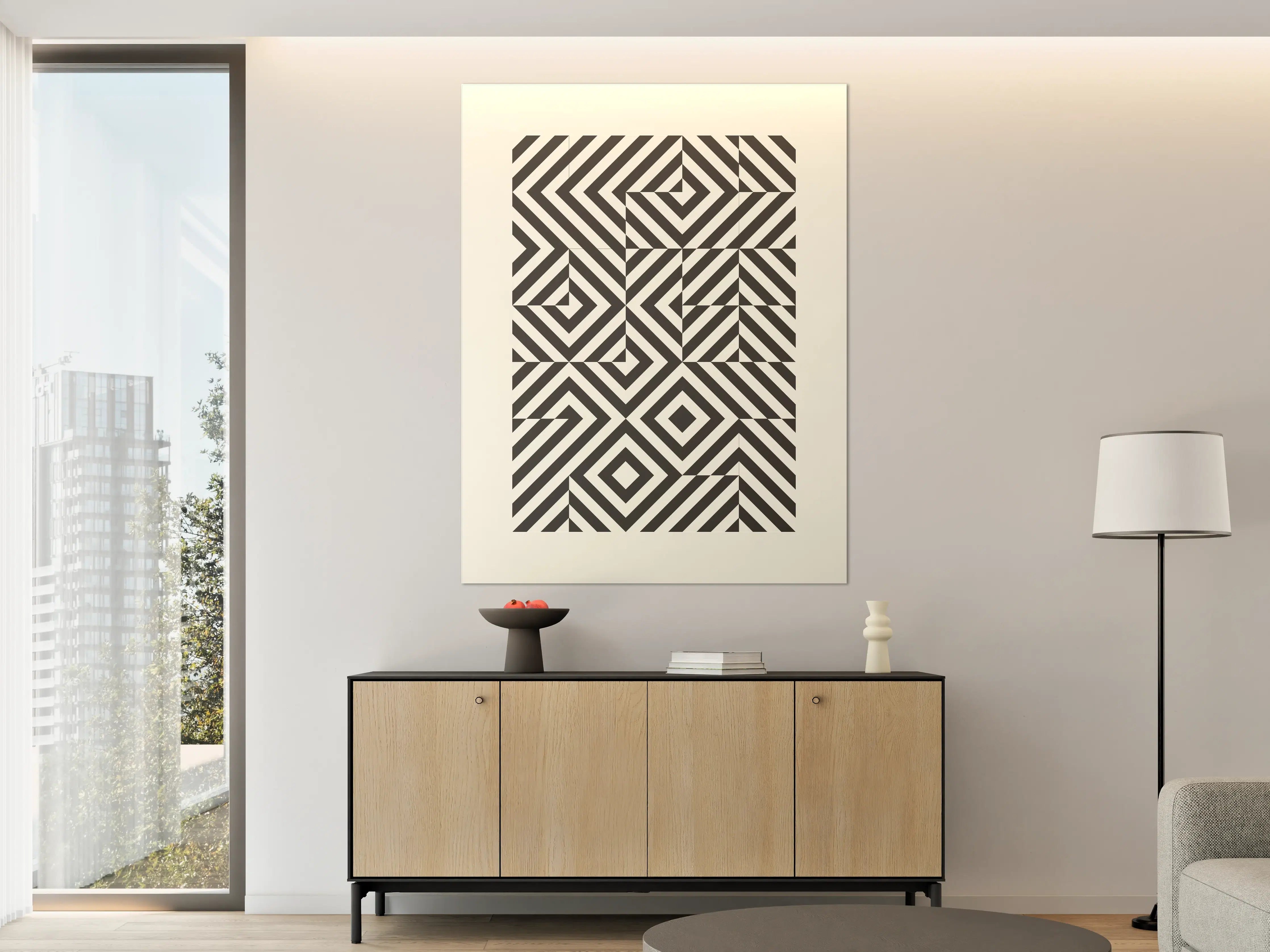 Große Wandbilder - Moderne geometrische Schwarz-Weiß-Optik