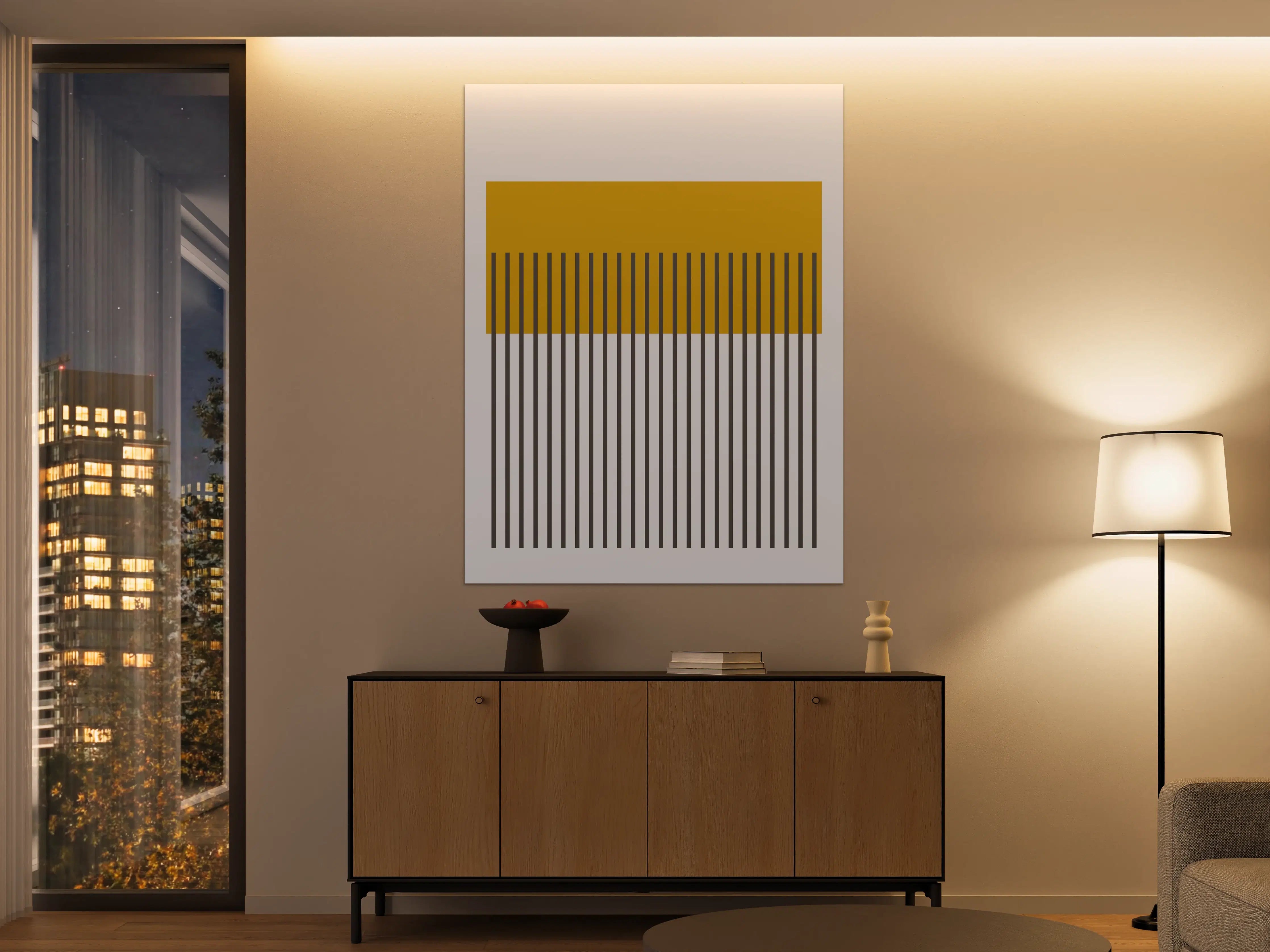 Große Wandbilder - Moderne geometrische Wanddekoration in Gelb und Grau
