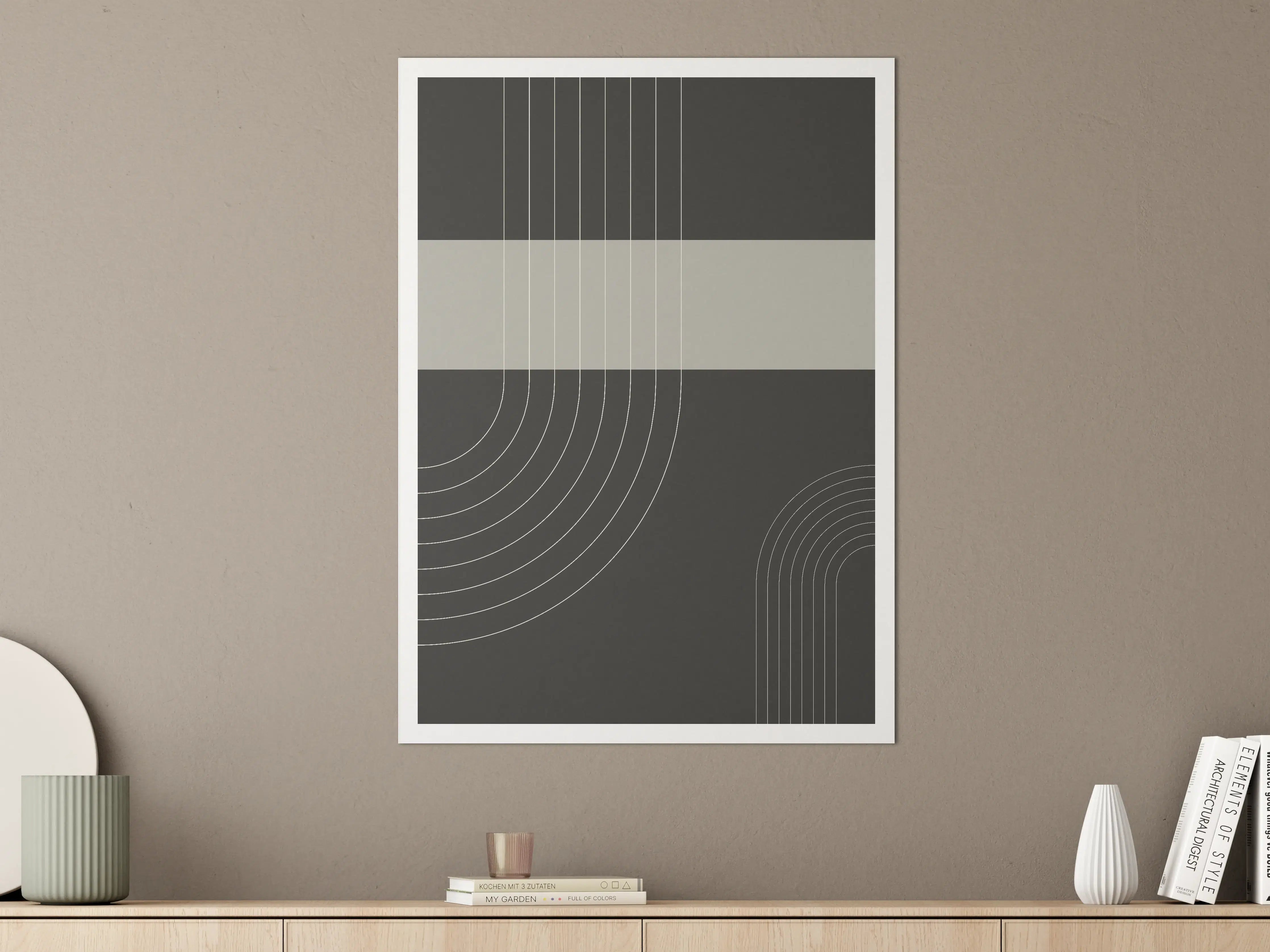 Große Wandbilder - Moderne geometrische Wanddekoration in Schwarz, Weiß und Grau