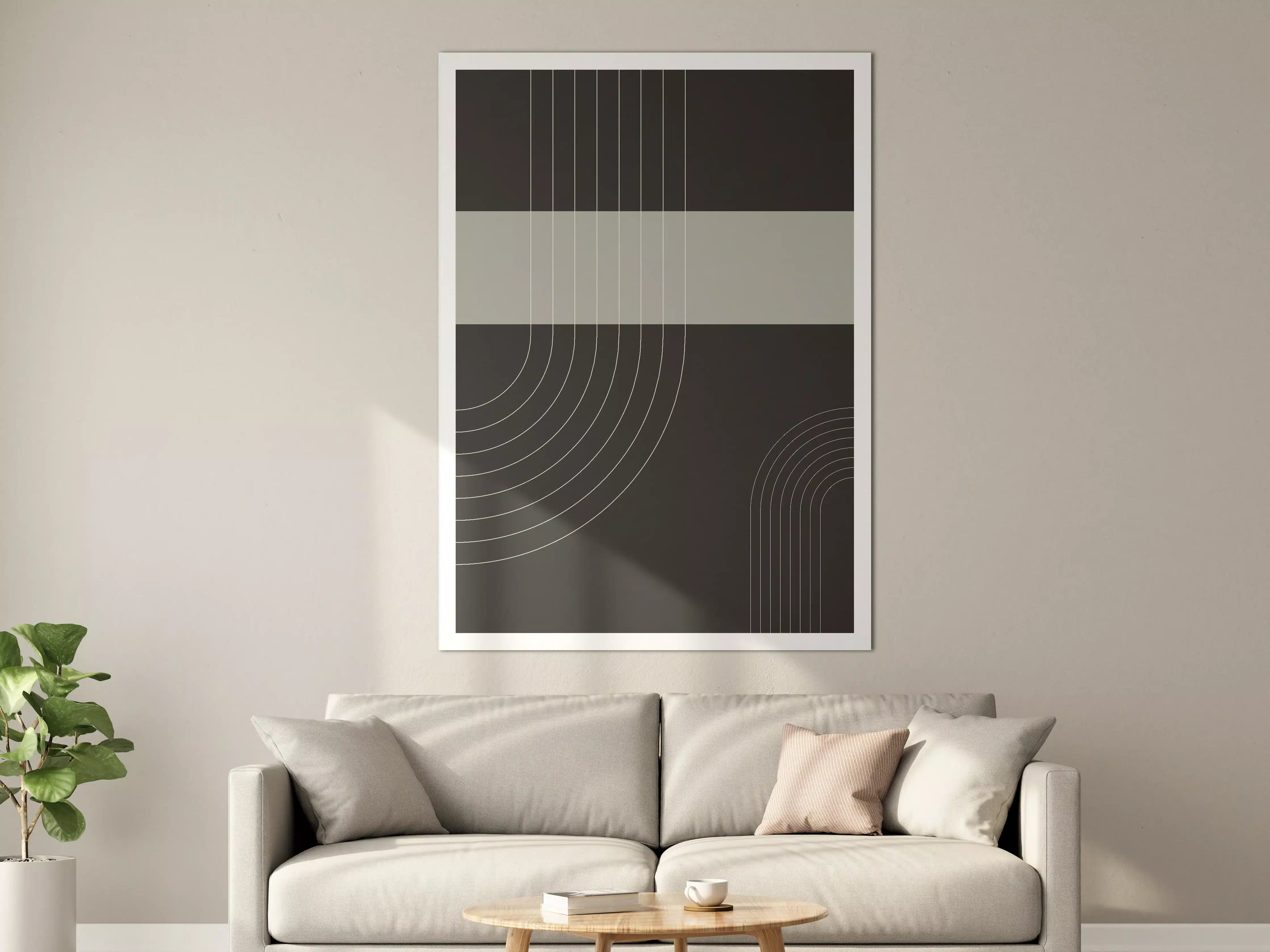 Große Wandbilder - Moderne geometrische Wanddekoration in Schwarz, Weiß und Grau