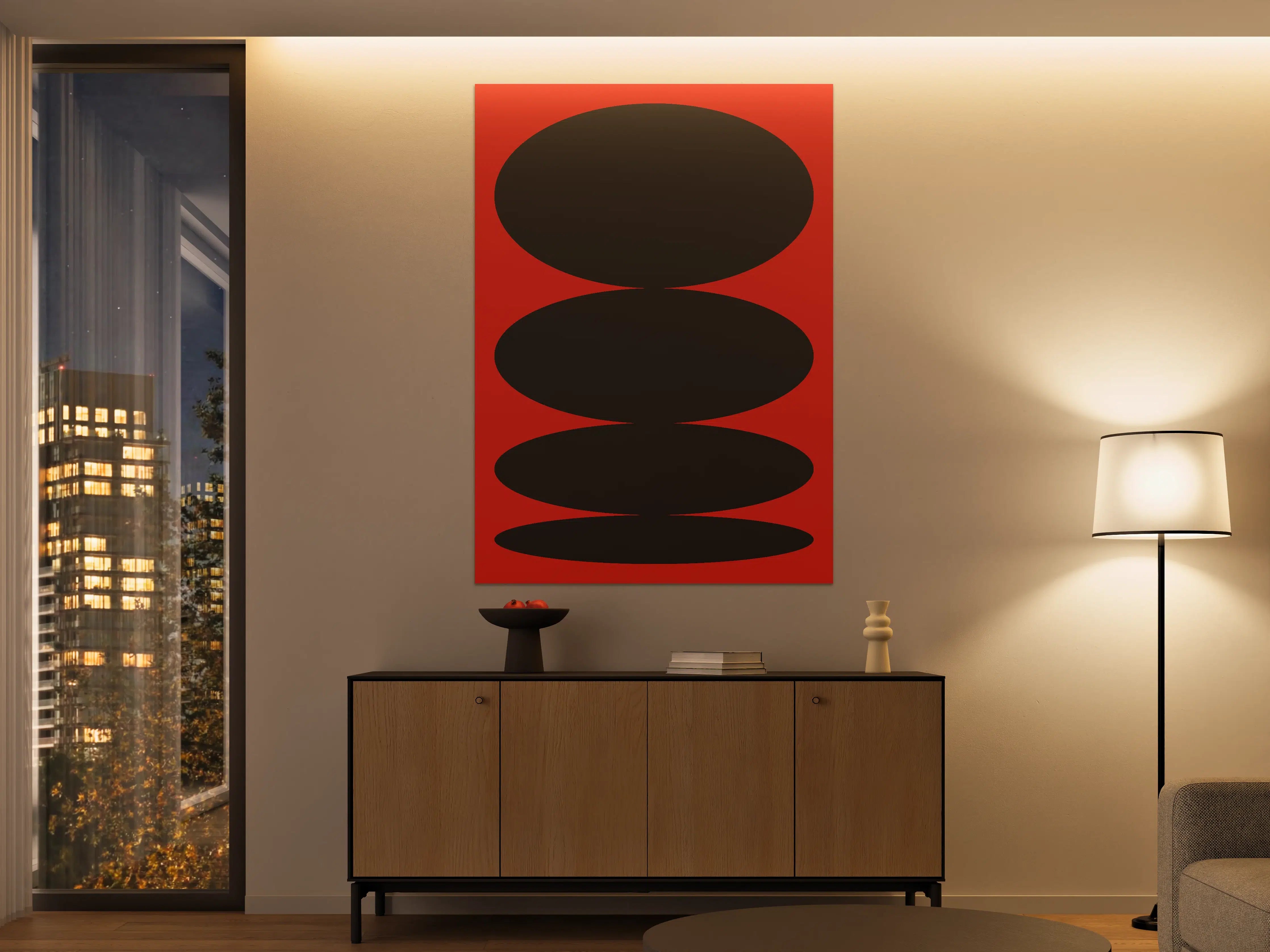 Große Wandbilder - Moderne geometrische Wandgestaltung mit ovalen Elementen