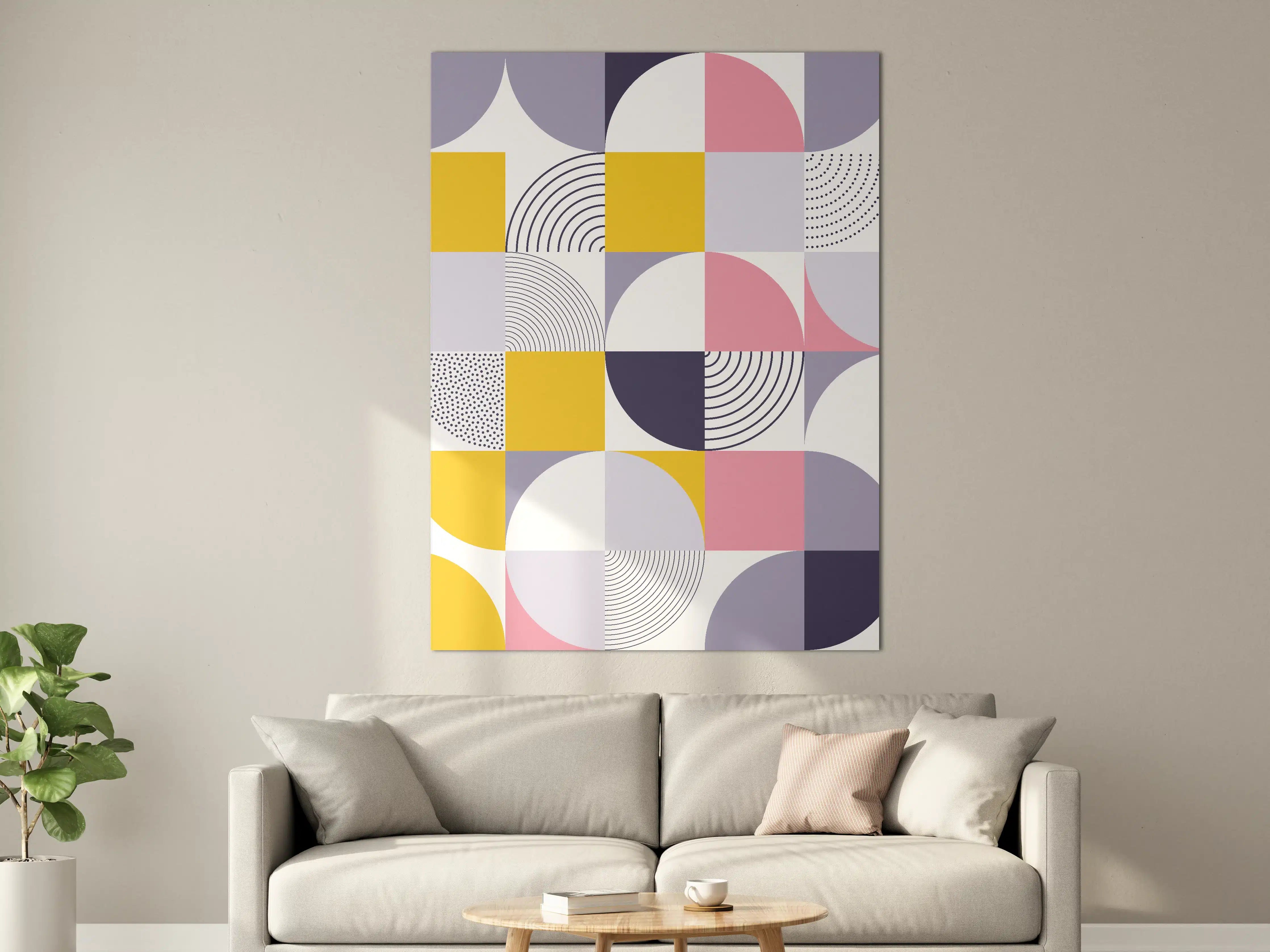 Große Wandbilder - Moderne geometrische Wandkunst in Pastellfarben