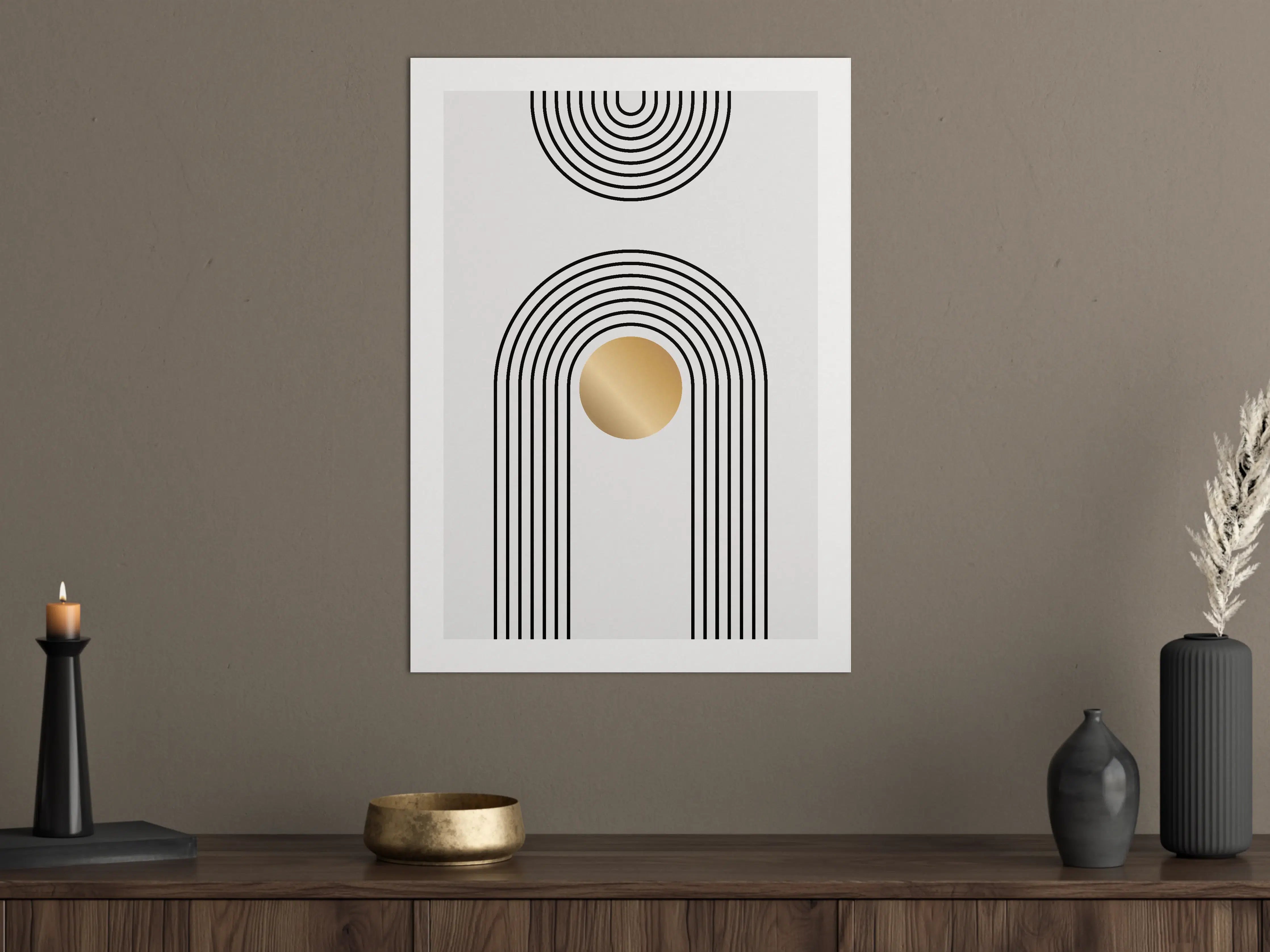 Große Wandbilder - Moderne geometrische Wandkunst in Schwarz und Gold