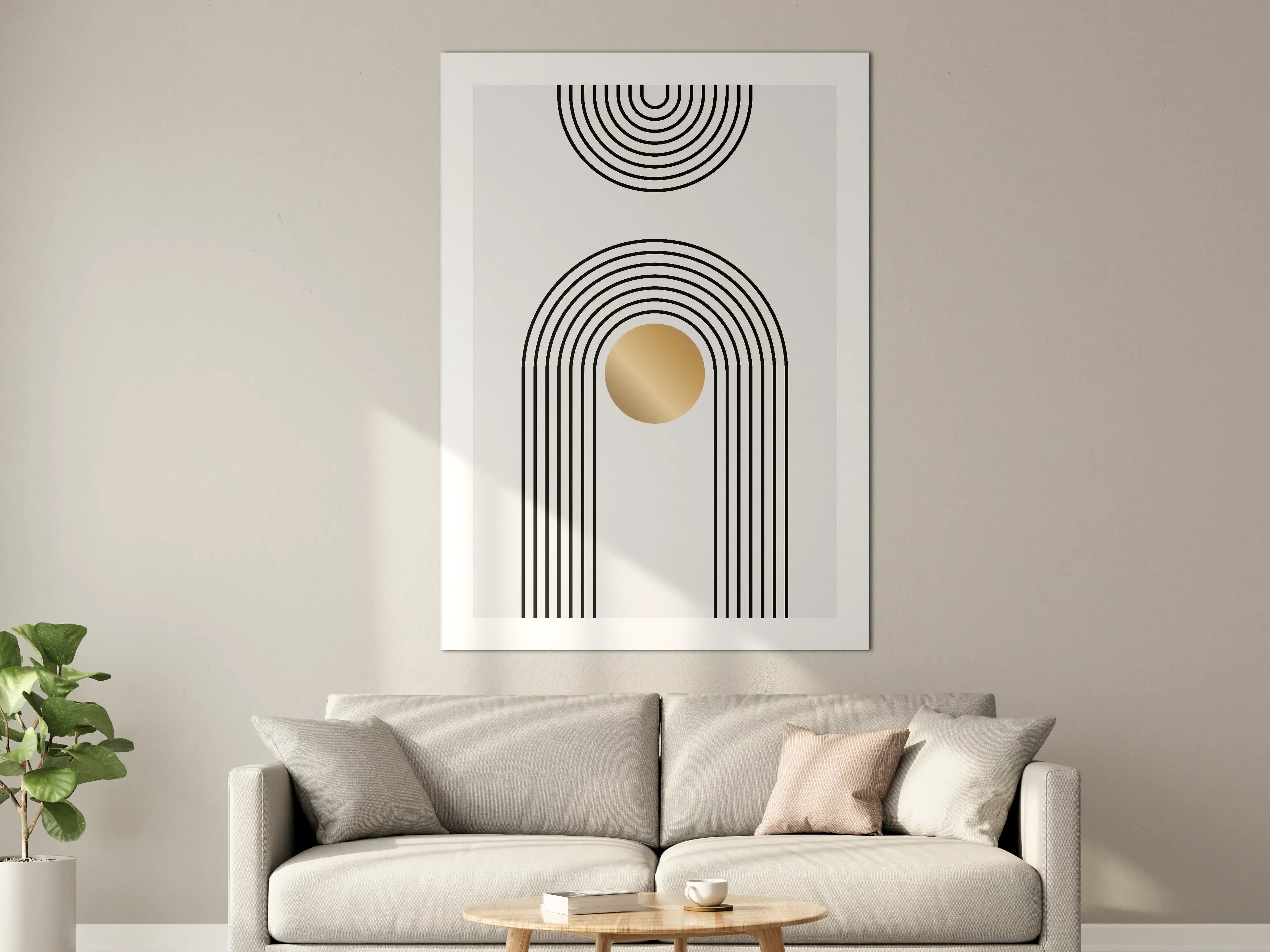 Große Wandbilder - Moderne geometrische Wandkunst in Schwarz und Gold
