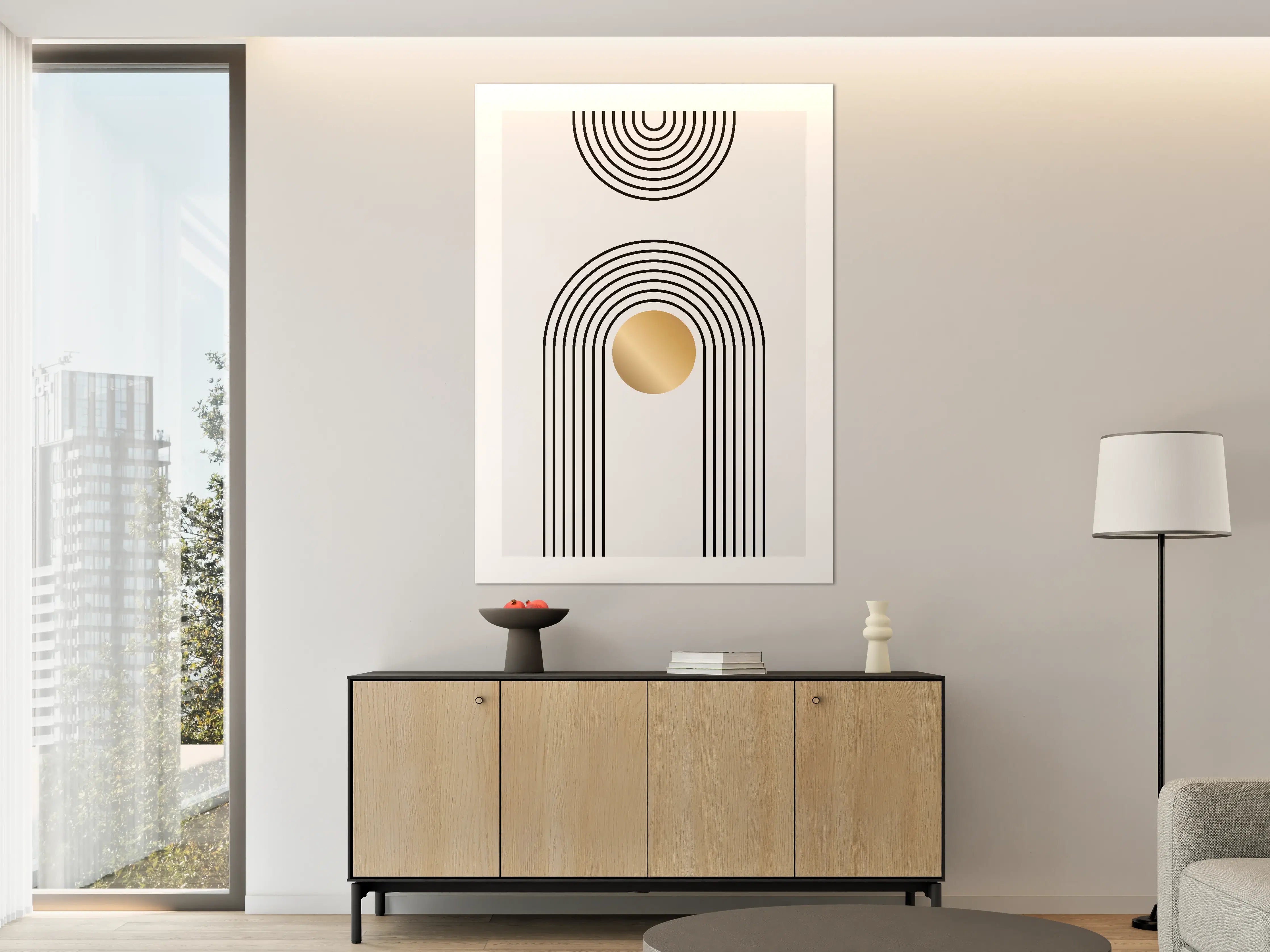 Große Wandbilder - Moderne geometrische Wandkunst in Schwarz und Gold