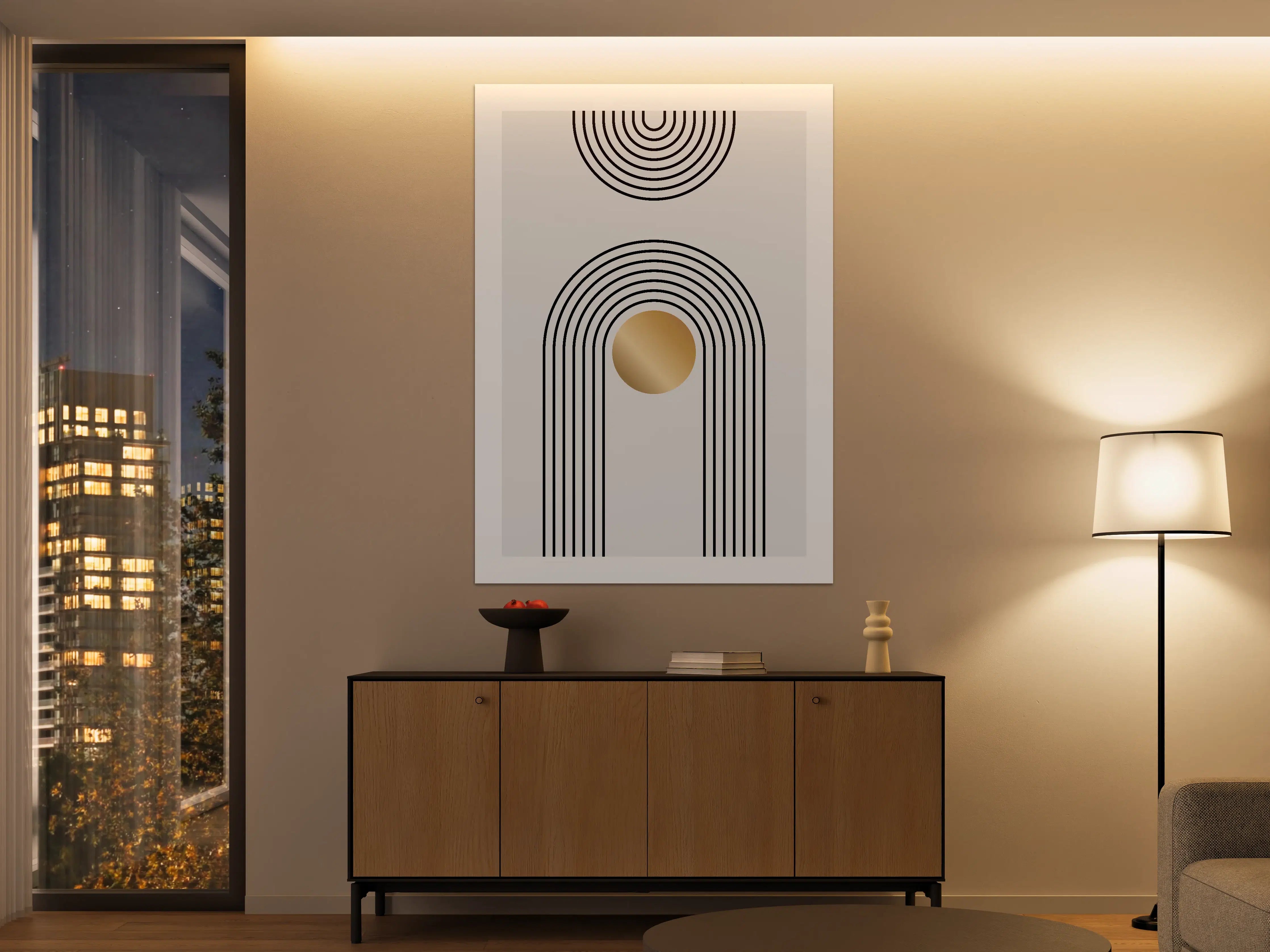 Große Wandbilder - Moderne geometrische Wandkunst in Schwarz und Gold