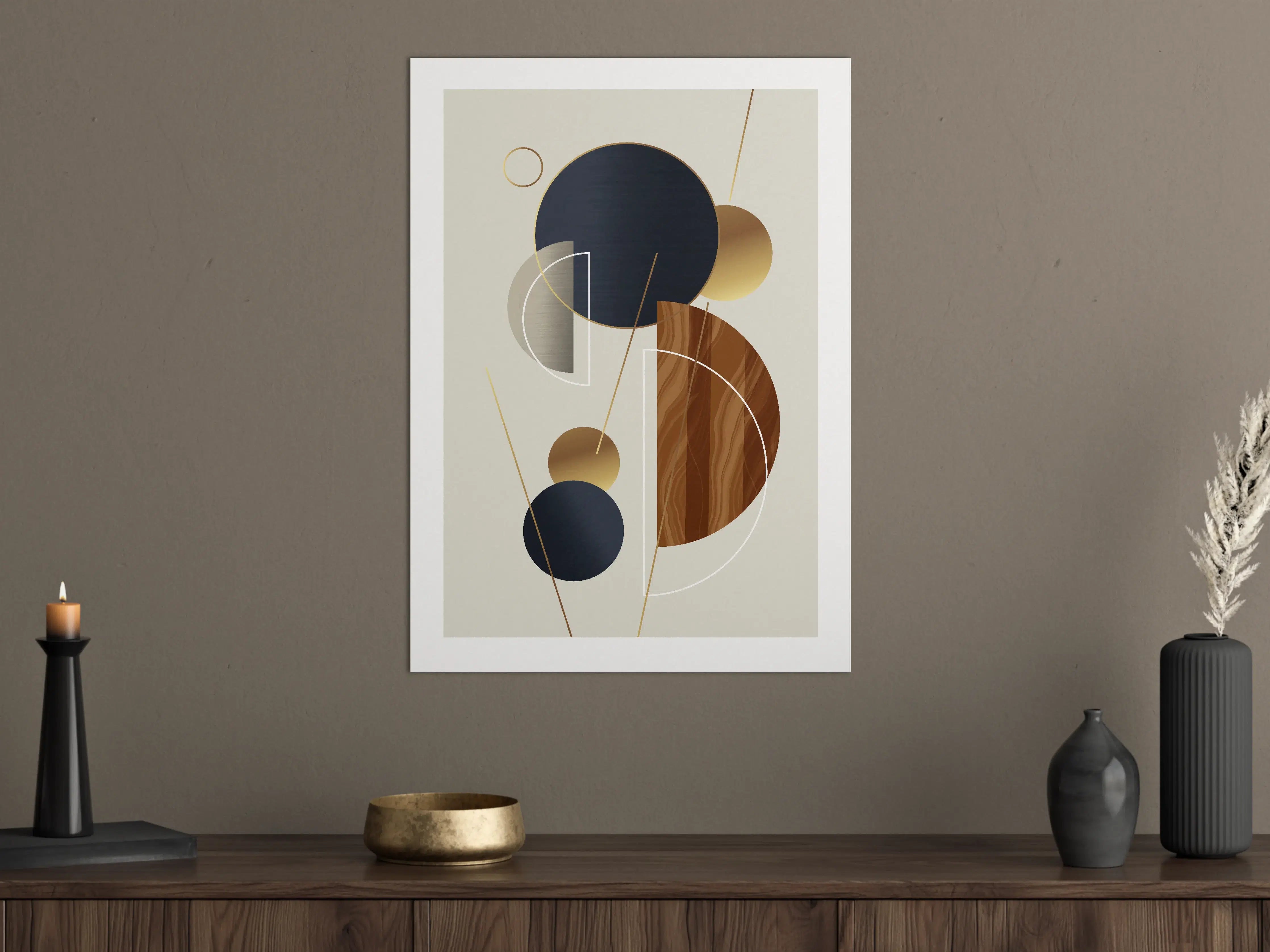 Große Wandbilder - Moderne geometrische Wandkunst in neutralen Tönen