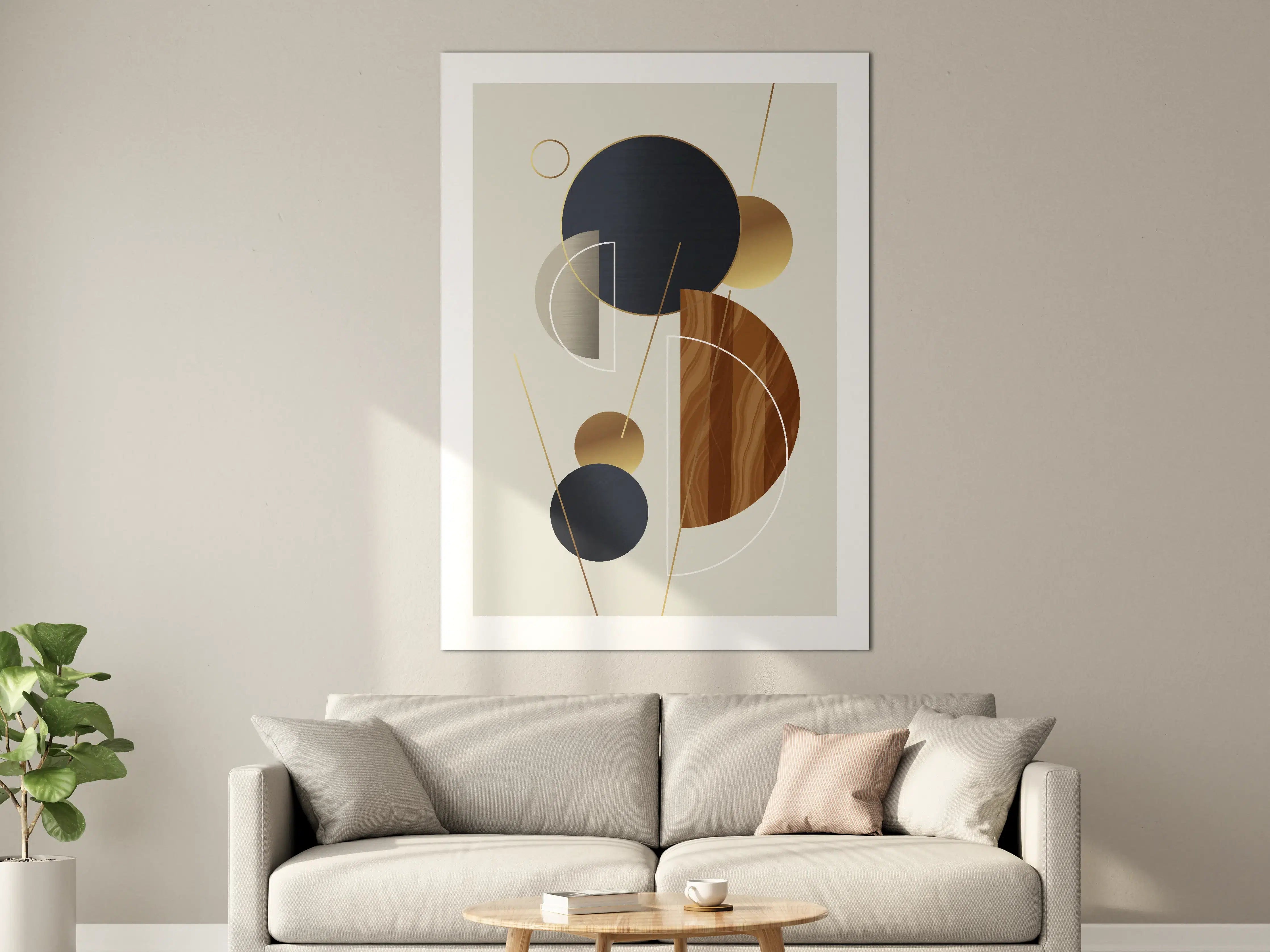 Große Wandbilder - Moderne geometrische Wandkunst in neutralen Tönen