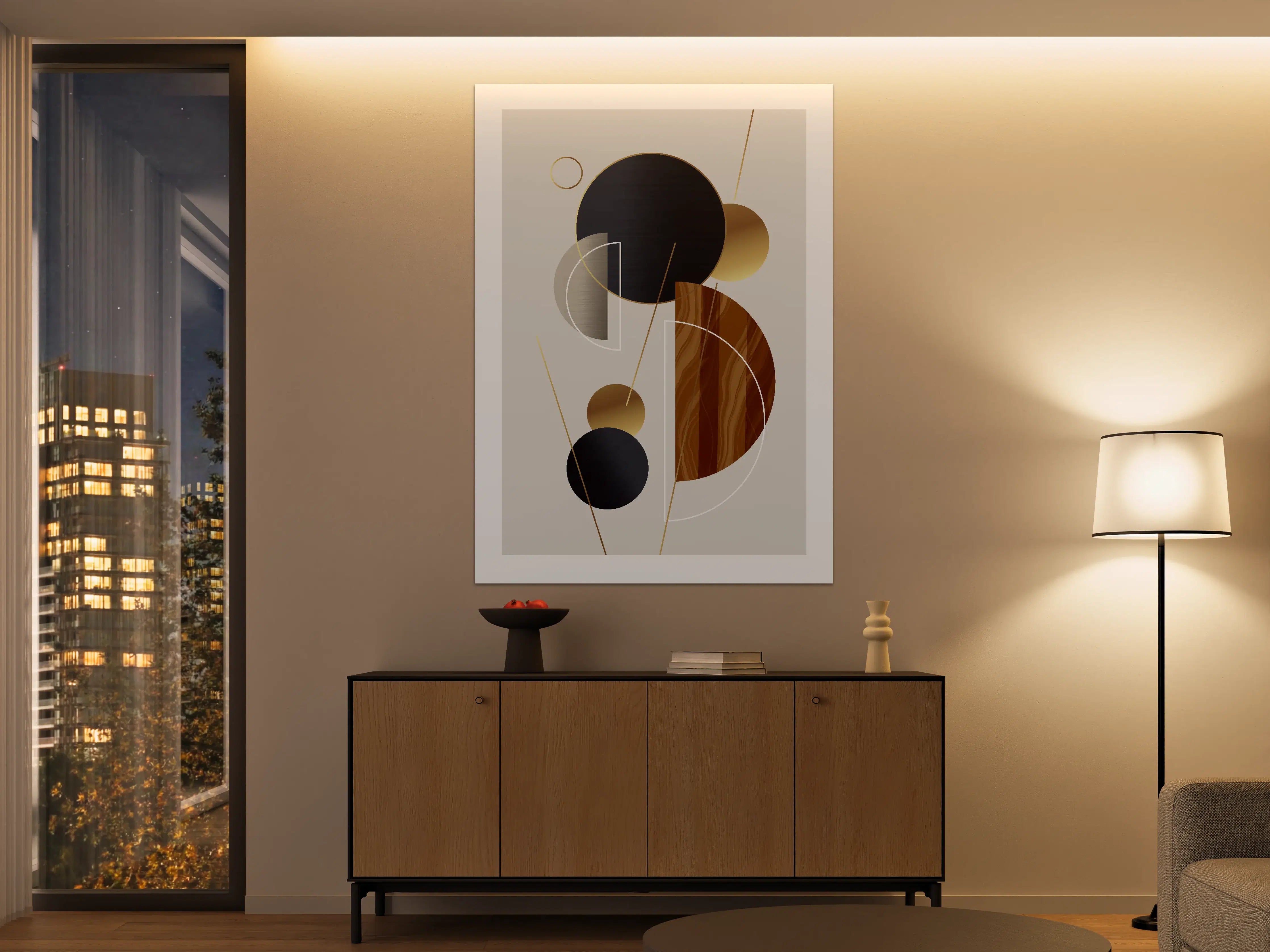 Große Wandbilder - Moderne geometrische Wandkunst in neutralen Tönen
