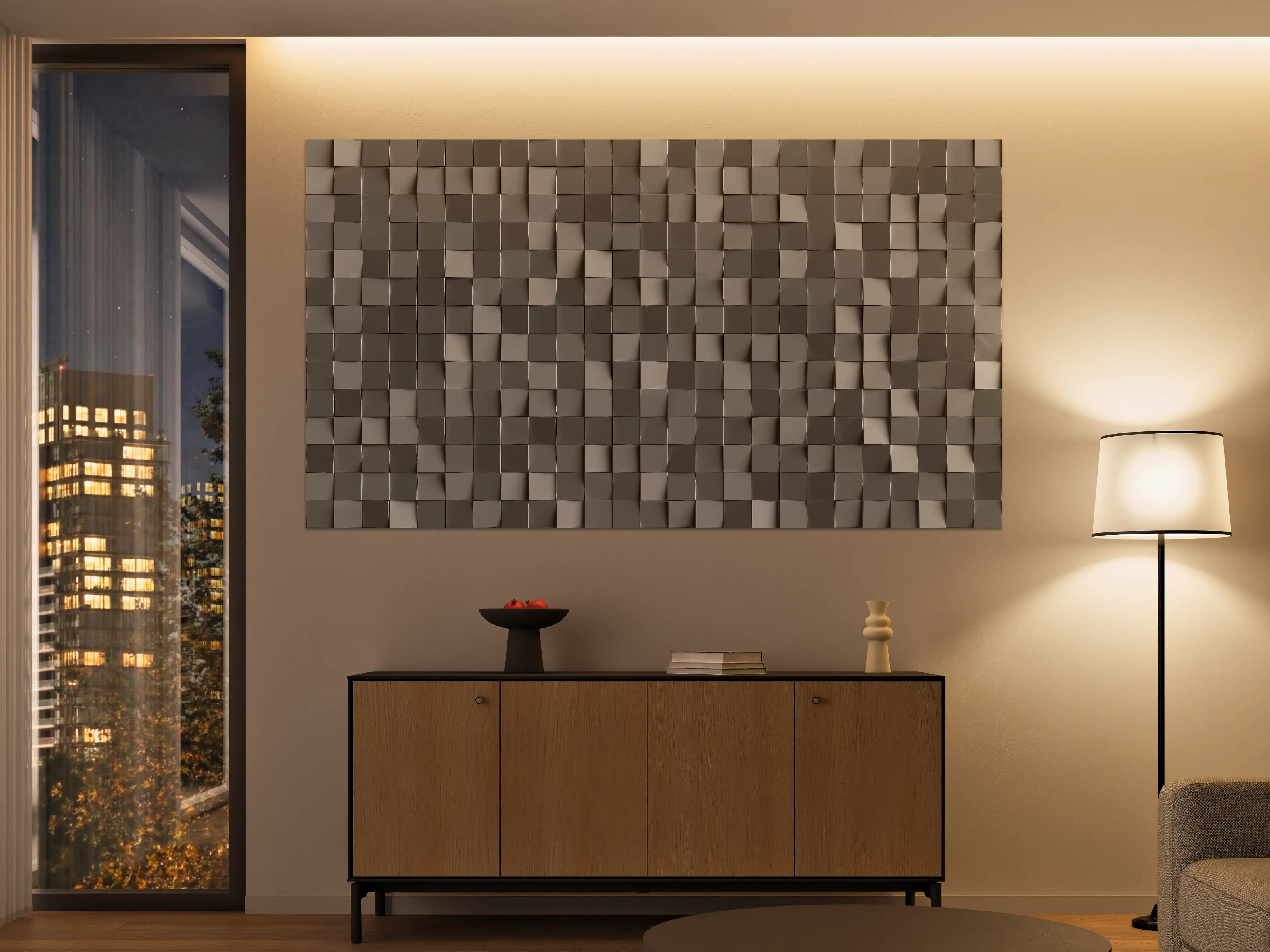 Große Wandbilder - Moderne graue 3D-Wandfliesen