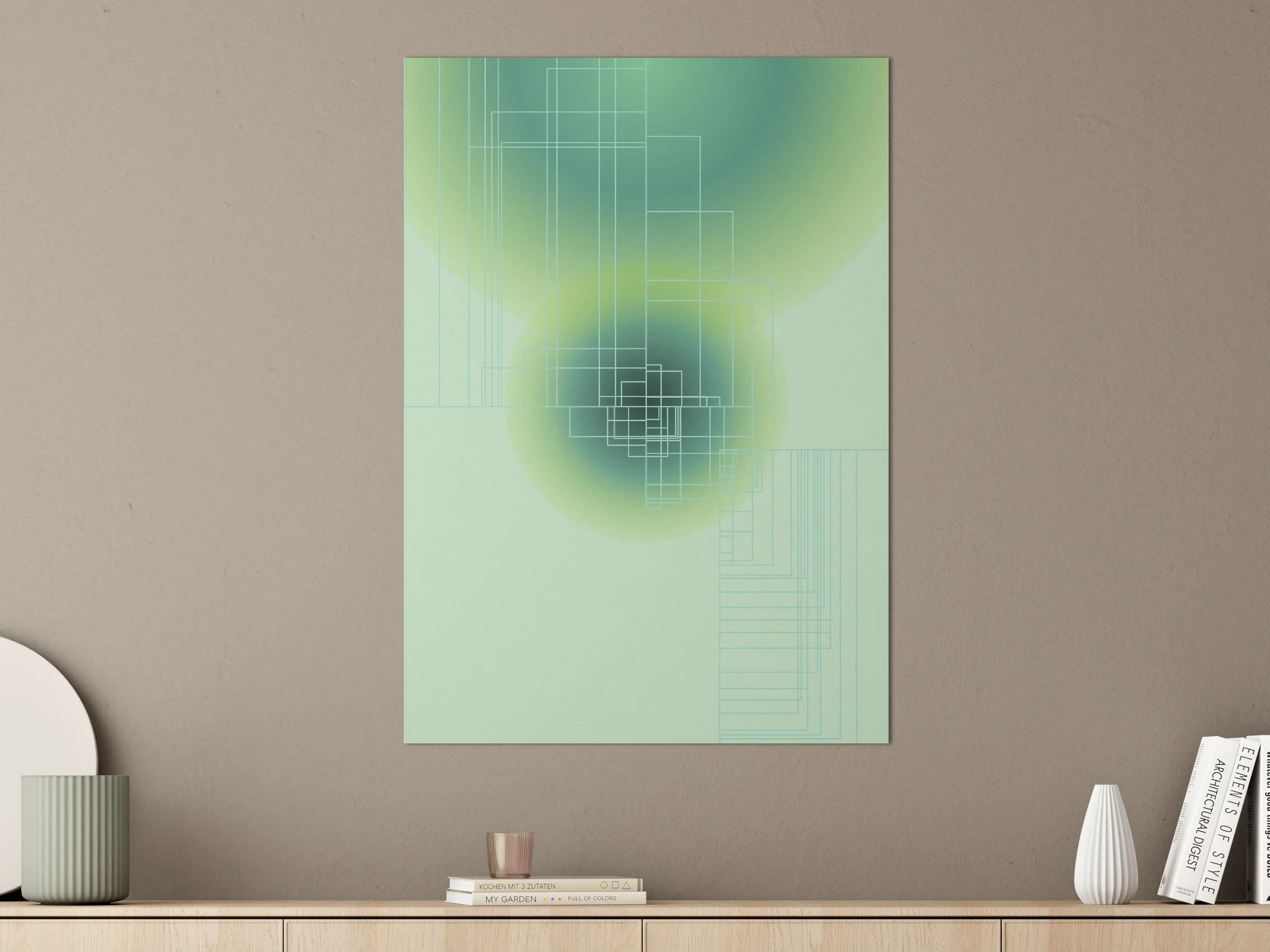 Große Wandbilder - Moderne grüne geometrische Kunst