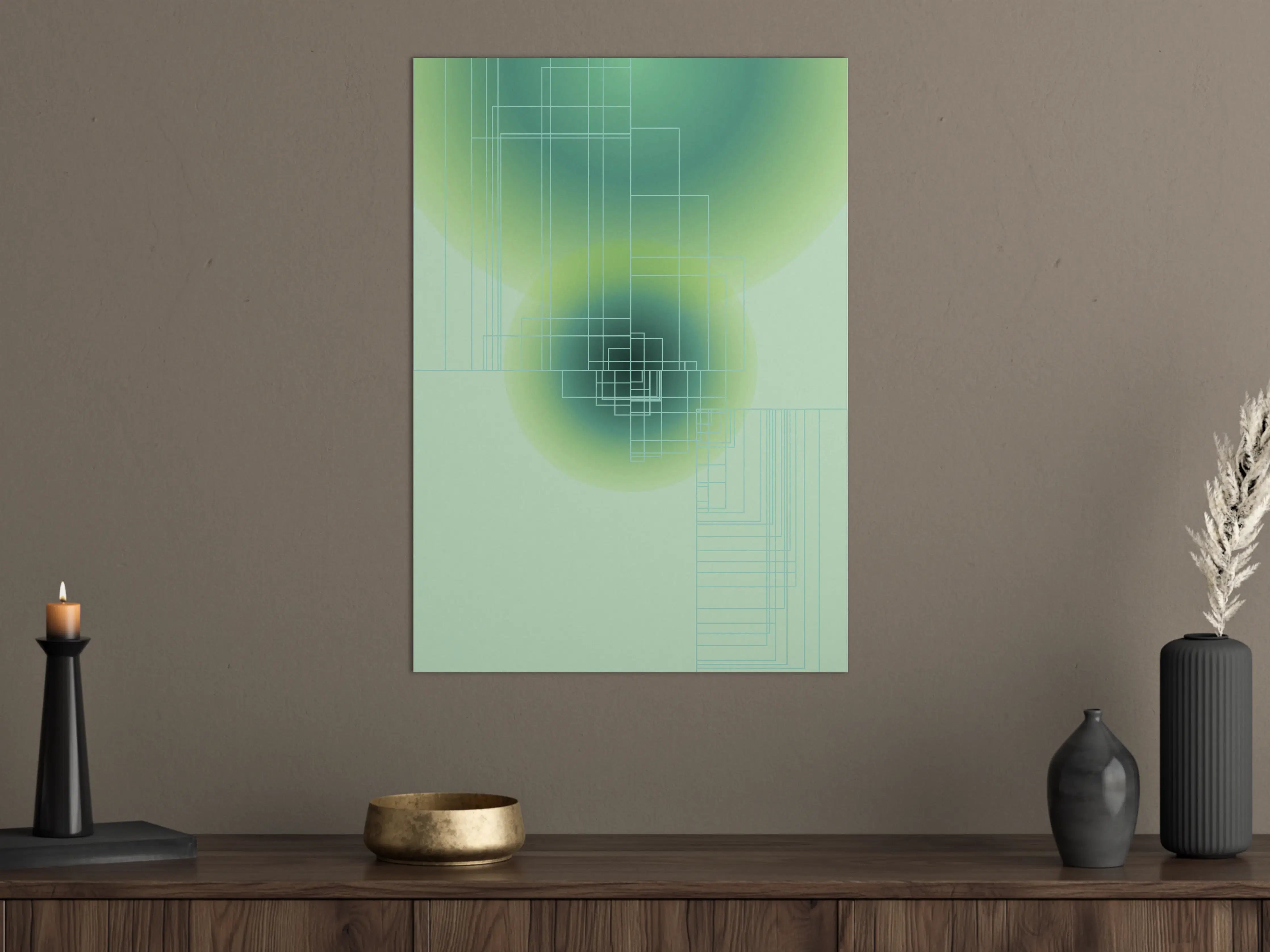 Große Wandbilder - Moderne grüne geometrische Kunst