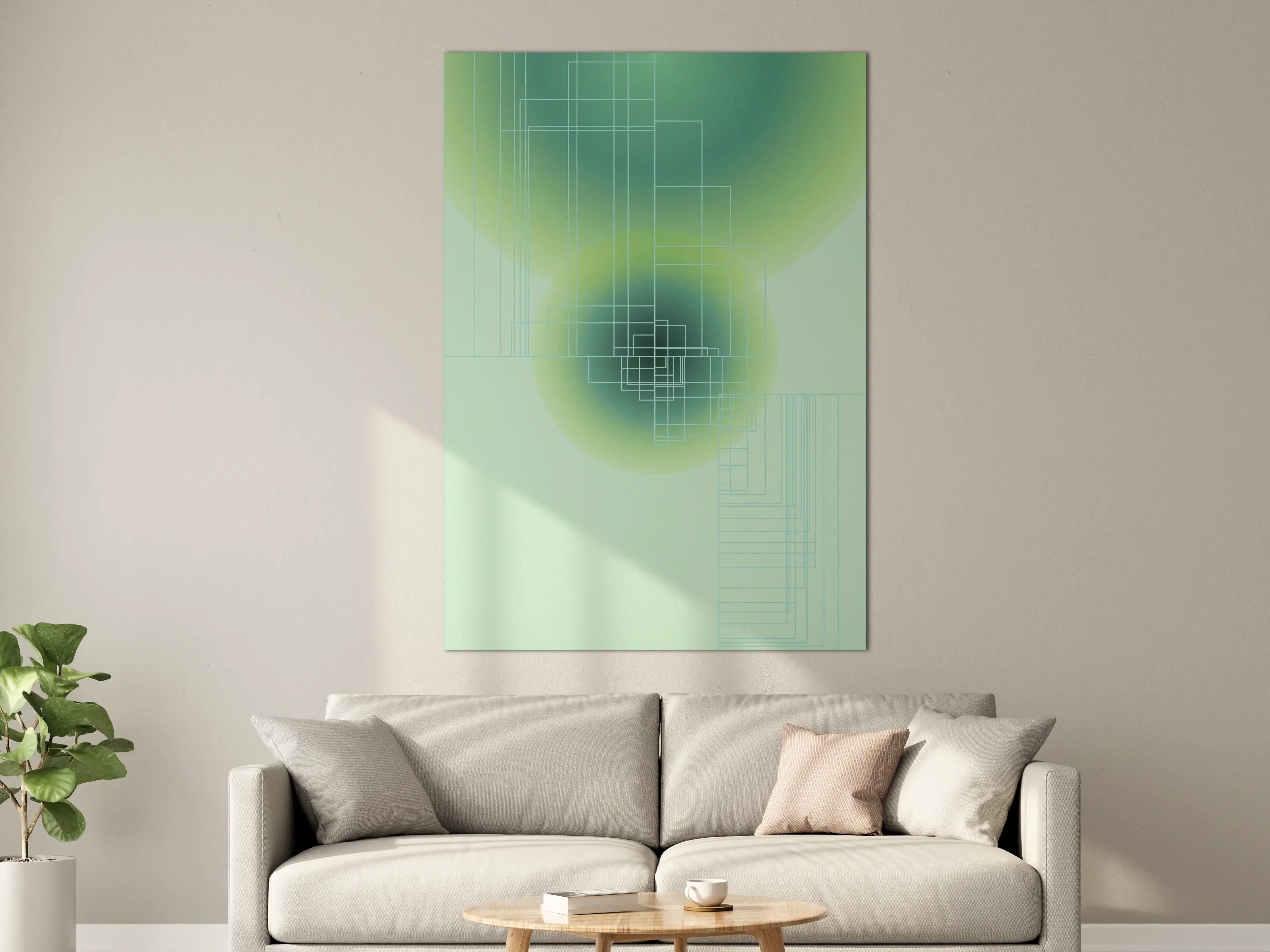 Große Wandbilder - Moderne grüne geometrische Kunst