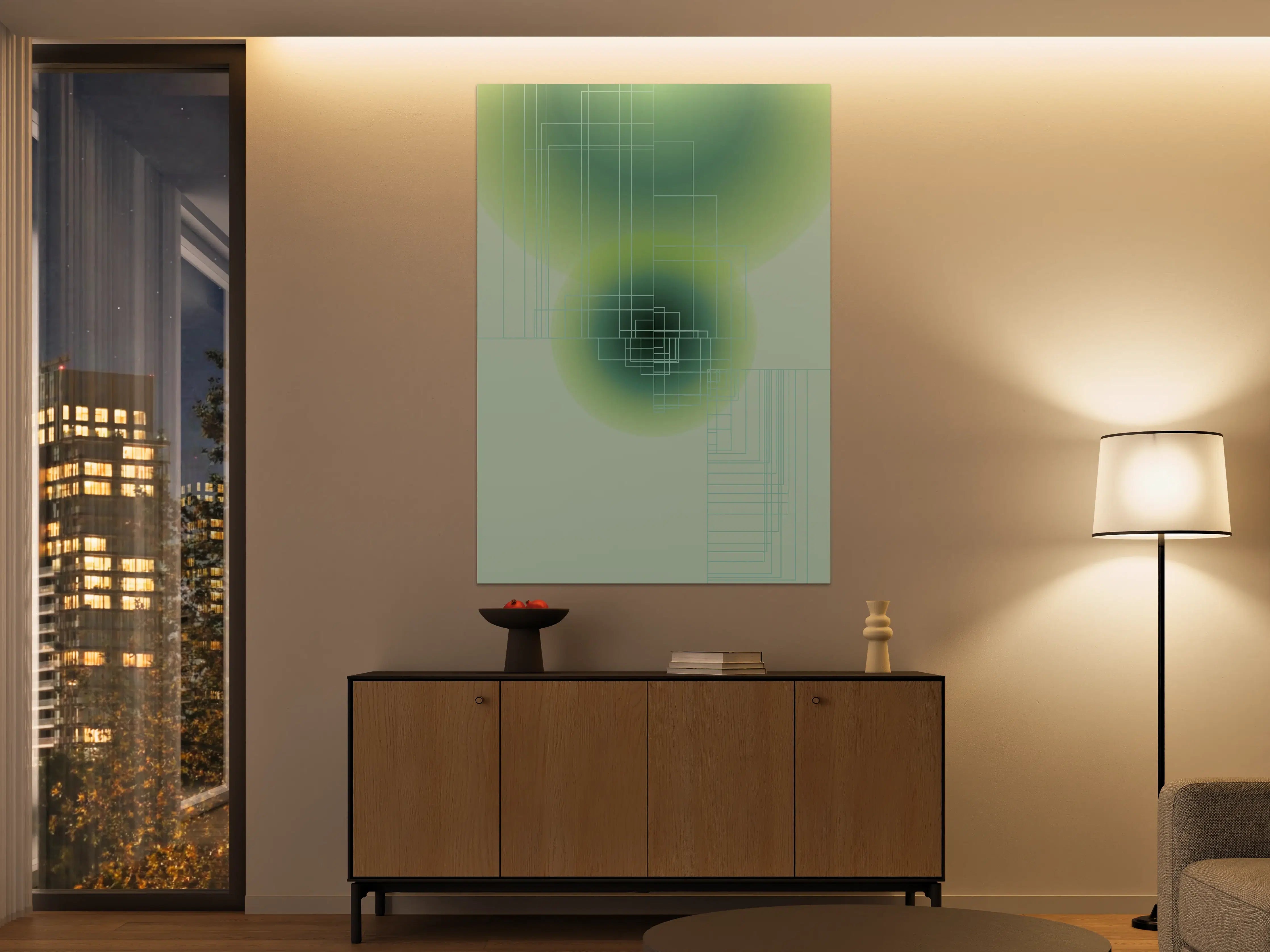 Große Wandbilder - Moderne grüne geometrische Kunst