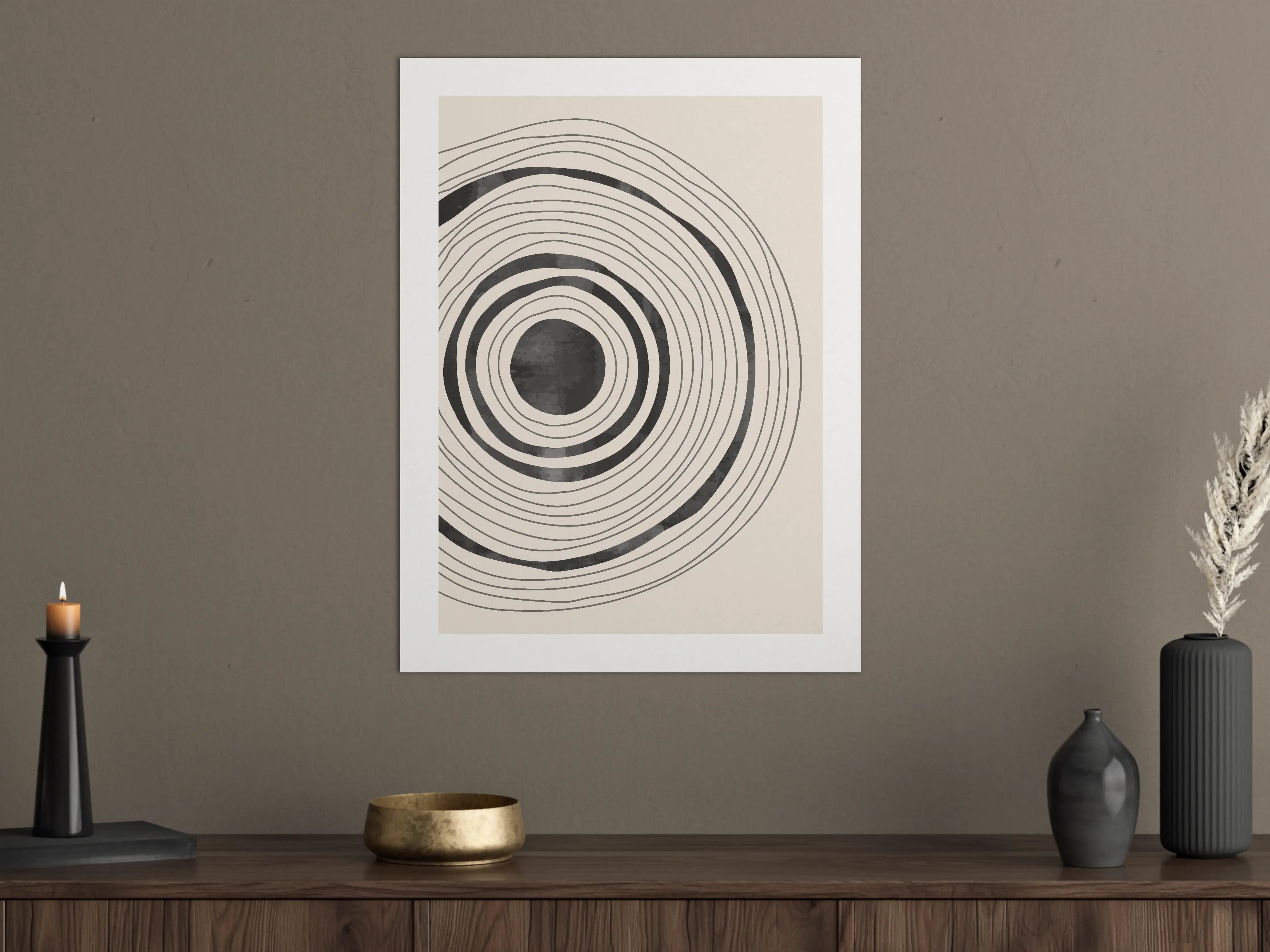 Große Wandbilder - Moderne kreisförmige Wandkunst in Schwarz-Weiß