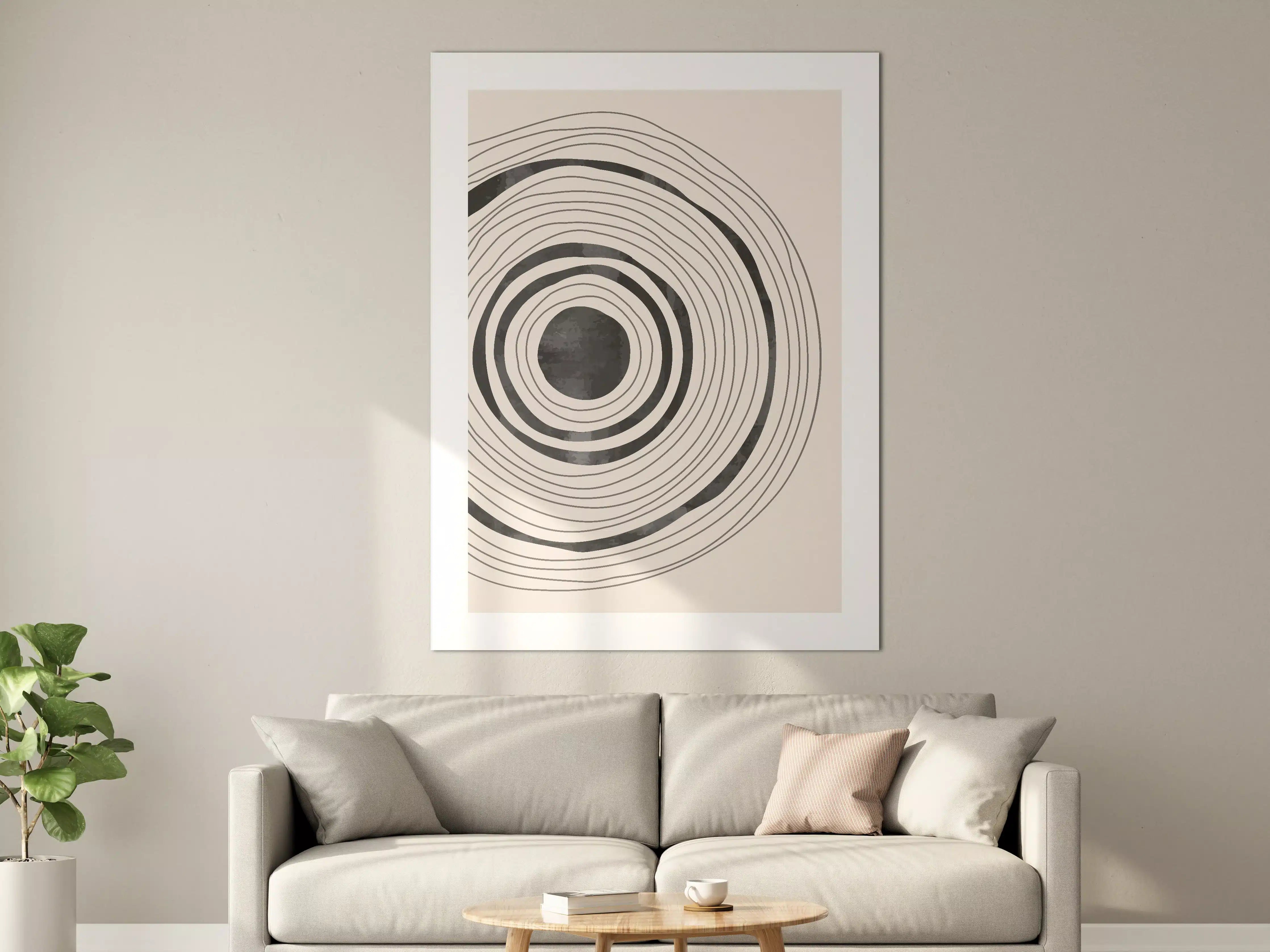 Große Wandbilder - Moderne kreisförmige Wandkunst in Schwarz-Weiß