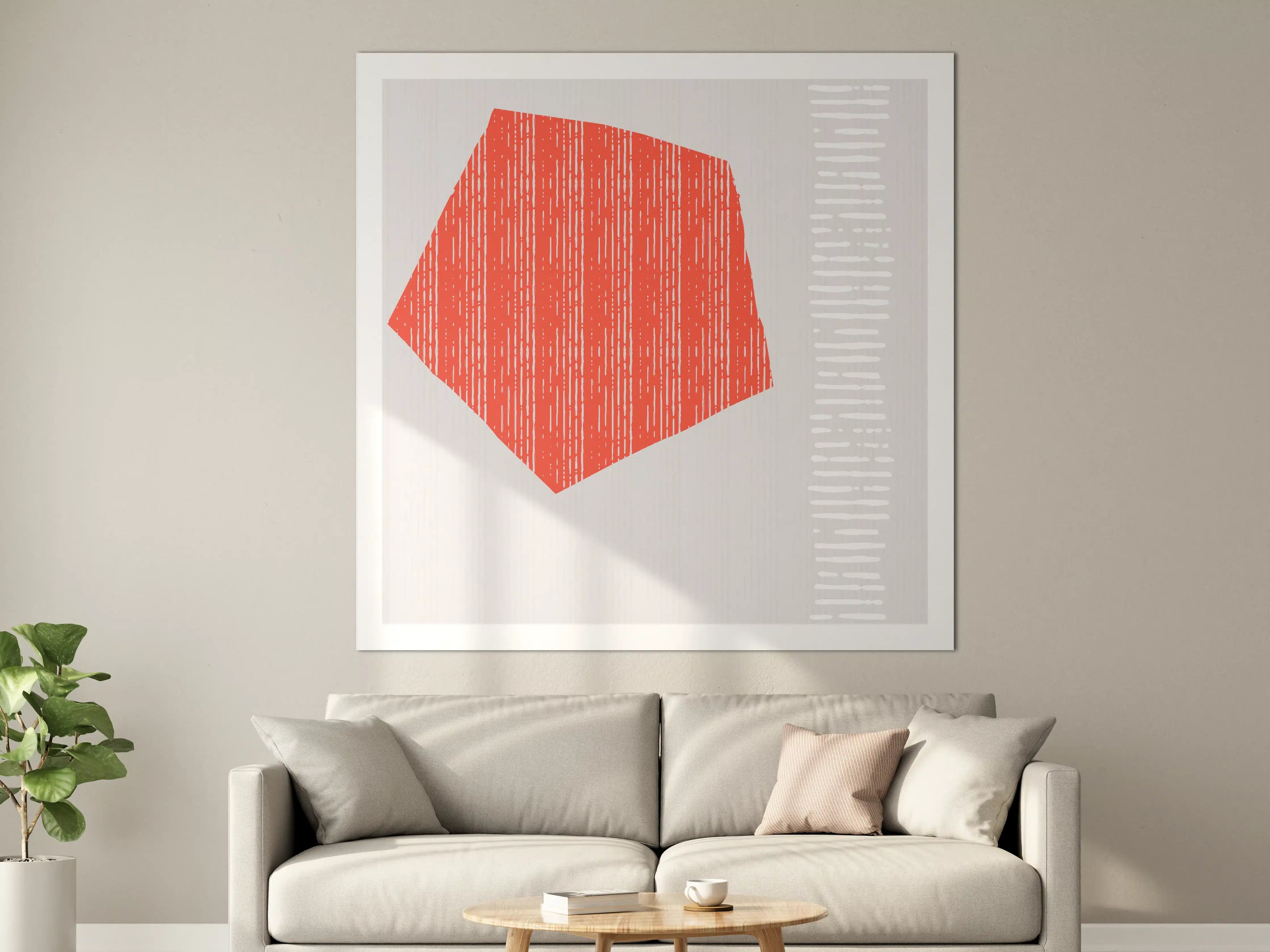 Große Wandbilder - Moderne orangefarbene geometrische Wanddekoration