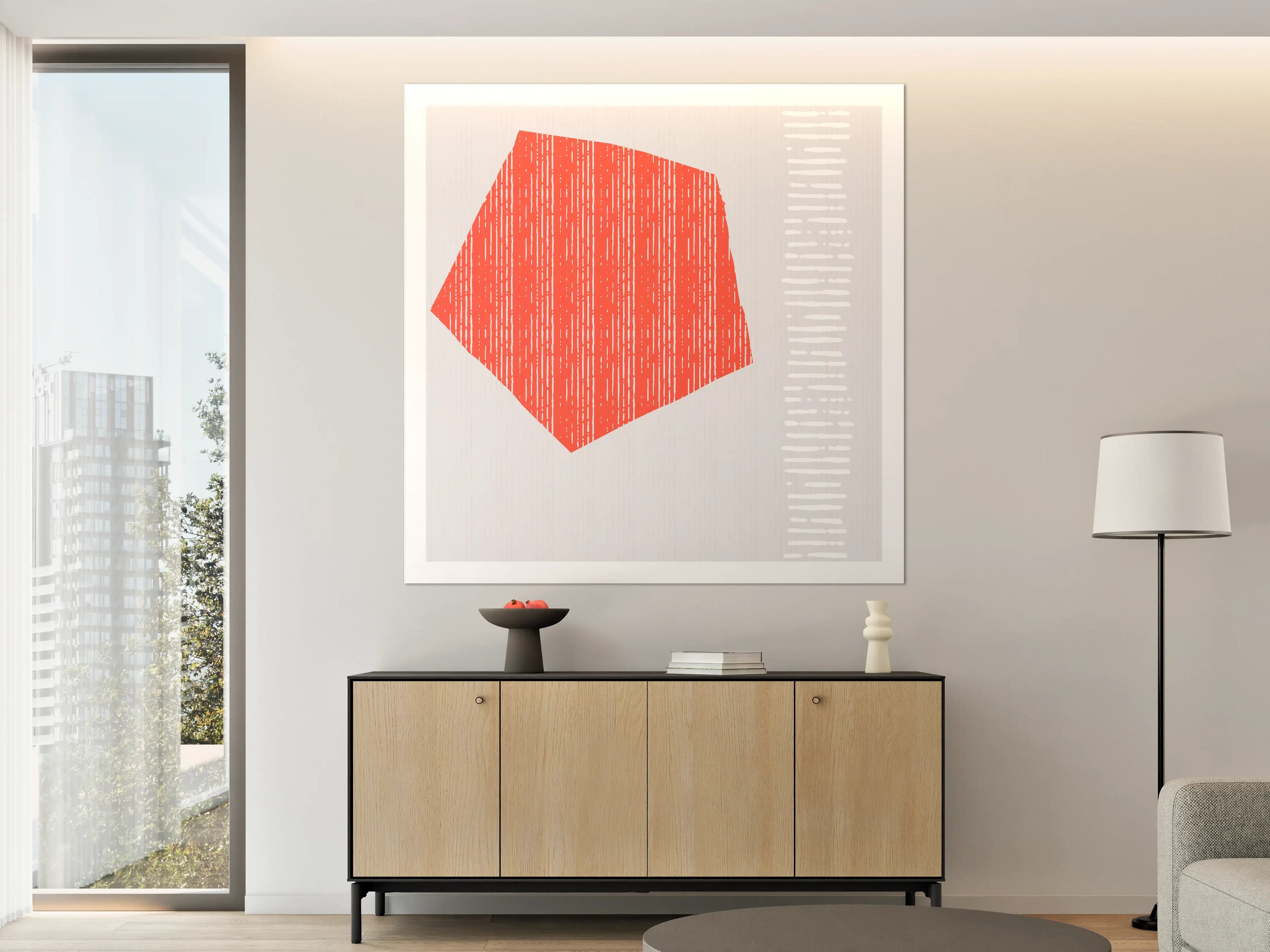 Große Wandbilder - Moderne orangefarbene geometrische Wanddekoration