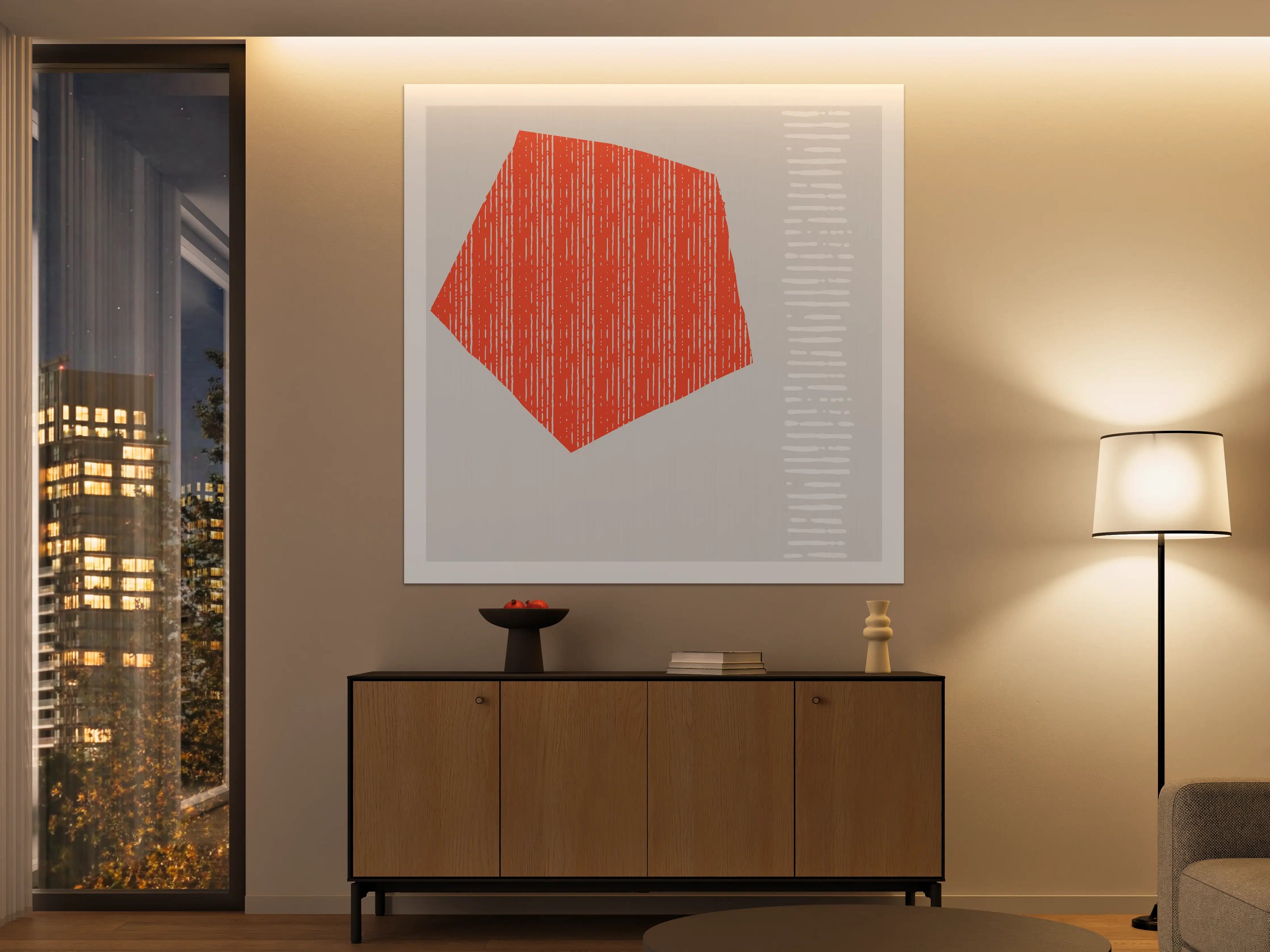 Große Wandbilder - Moderne orangefarbene geometrische Wanddekoration