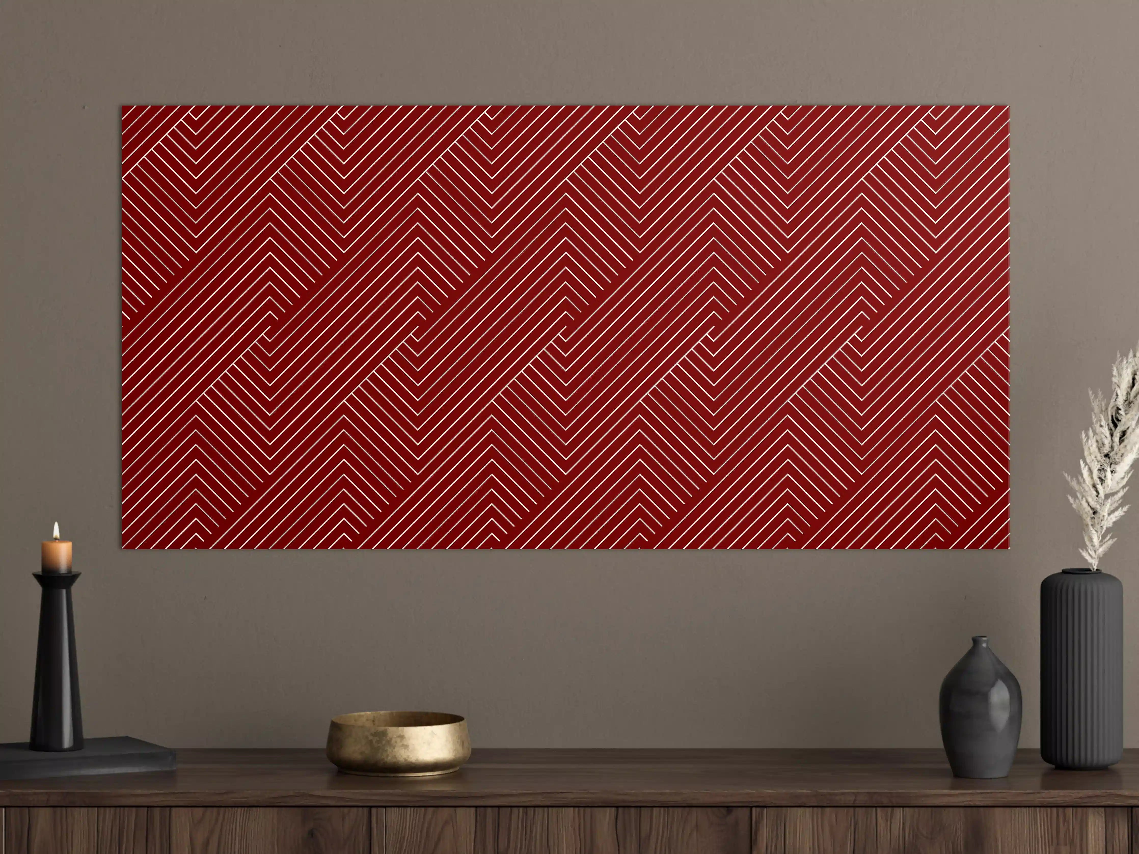 Große Wandbilder - Moderne rote geometrische Wandkunst