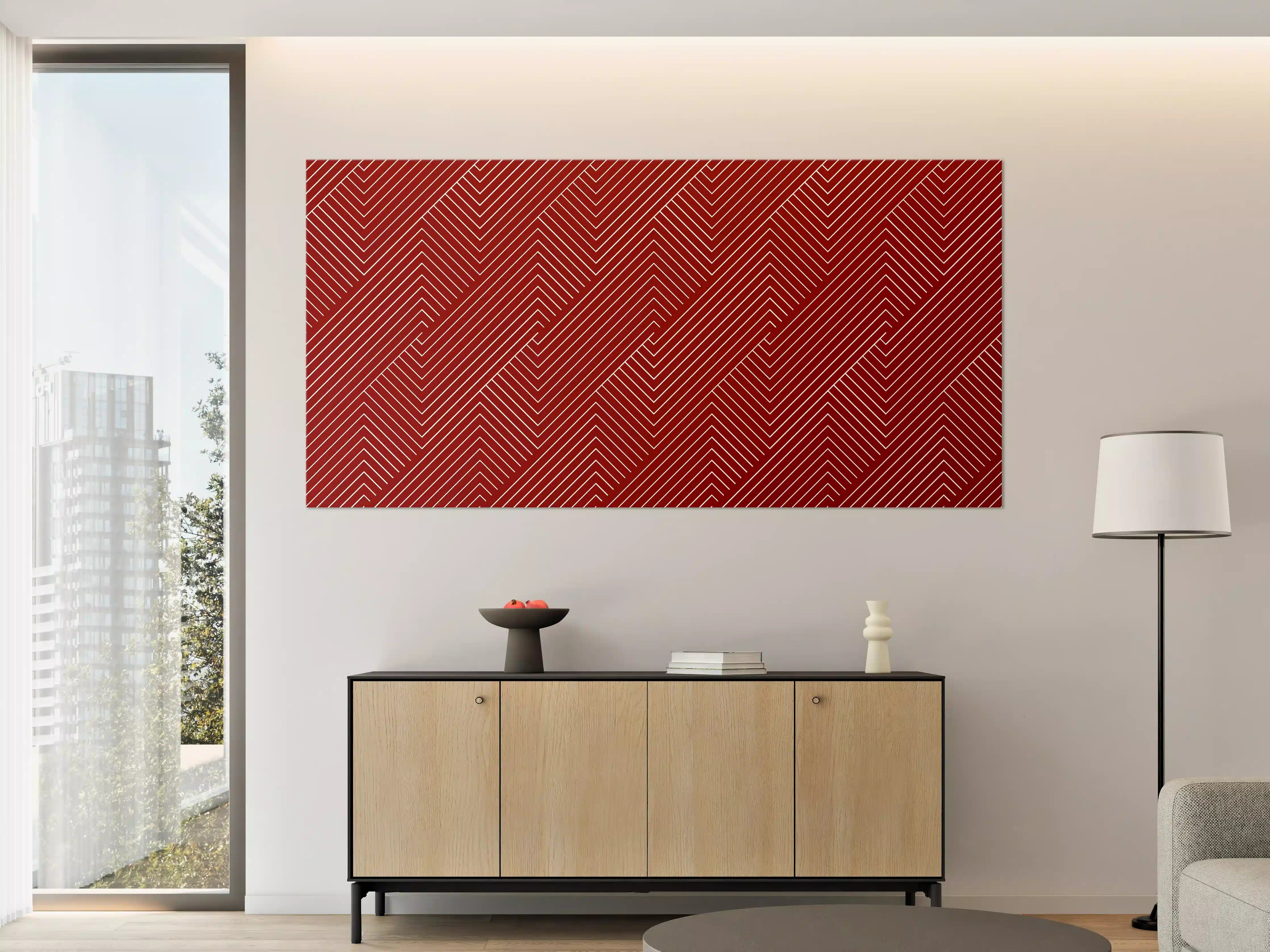 Große Wandbilder - Moderne rote geometrische Wandkunst