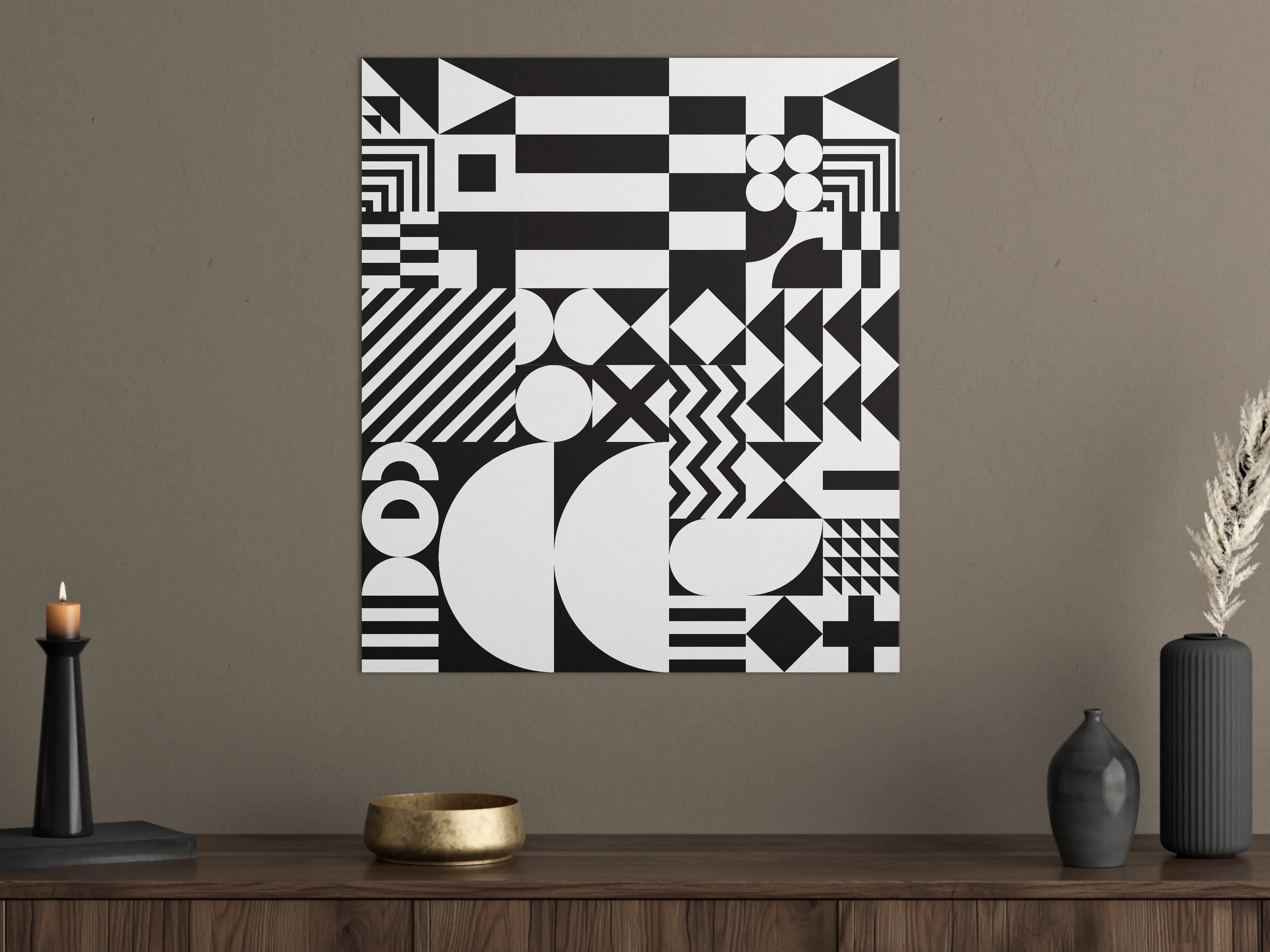 Große Wandbilder - Moderne schwarz-weiße Geometrie-Kunst