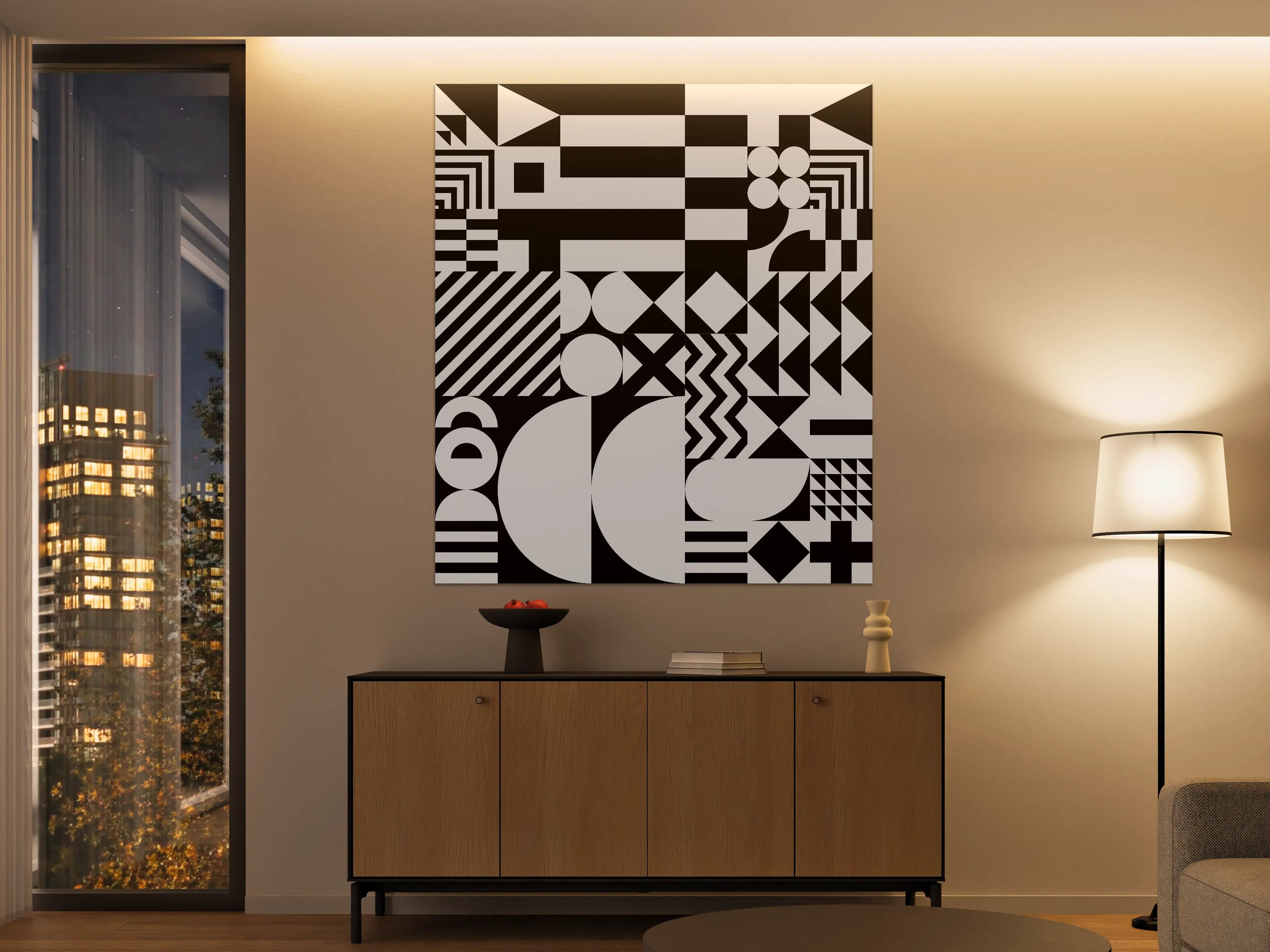 Große Wandbilder - Moderne schwarz-weiße Geometrie-Kunst