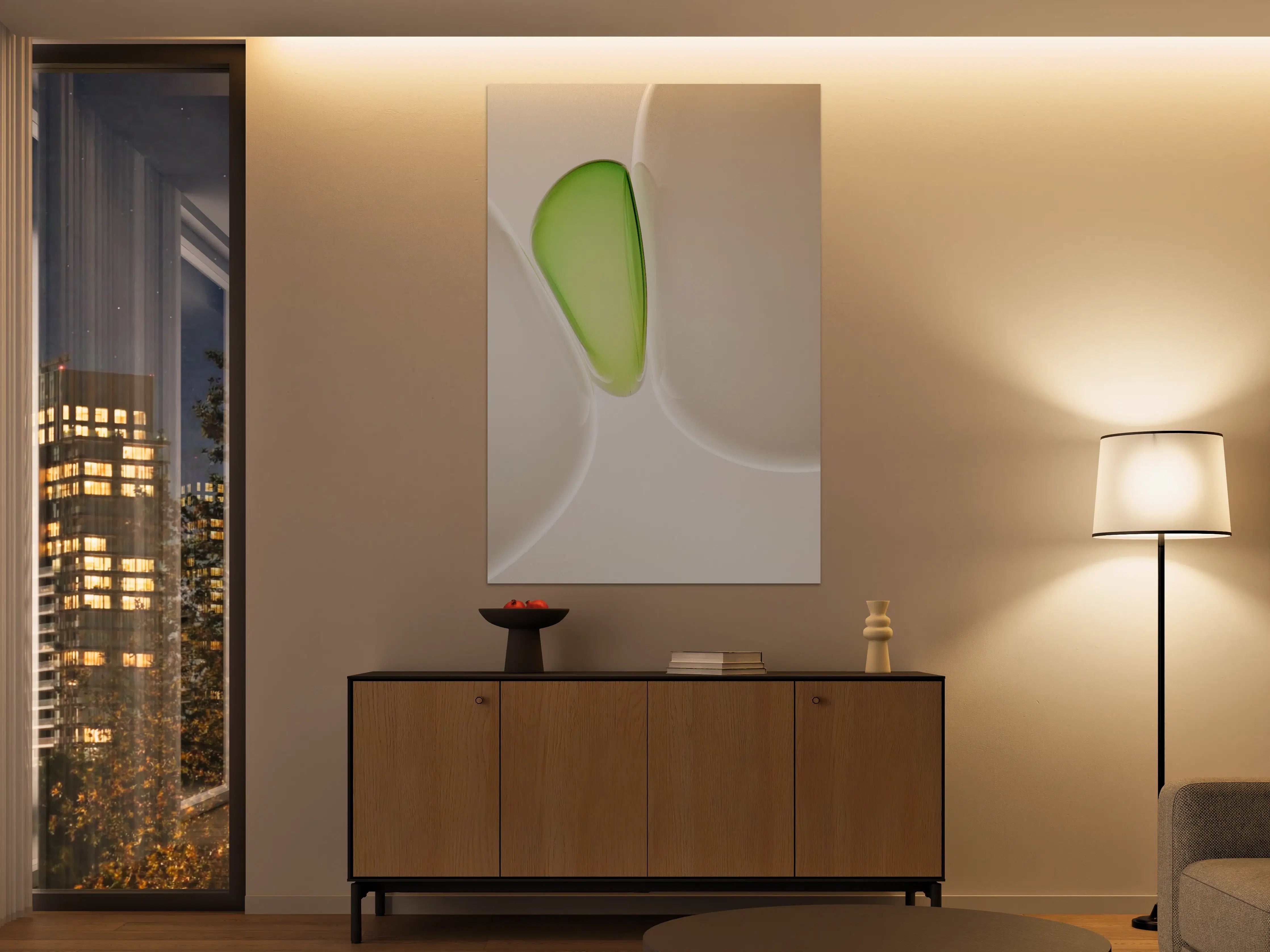 Große Wandbilder - Moderne weiße und grüne Glasdetails