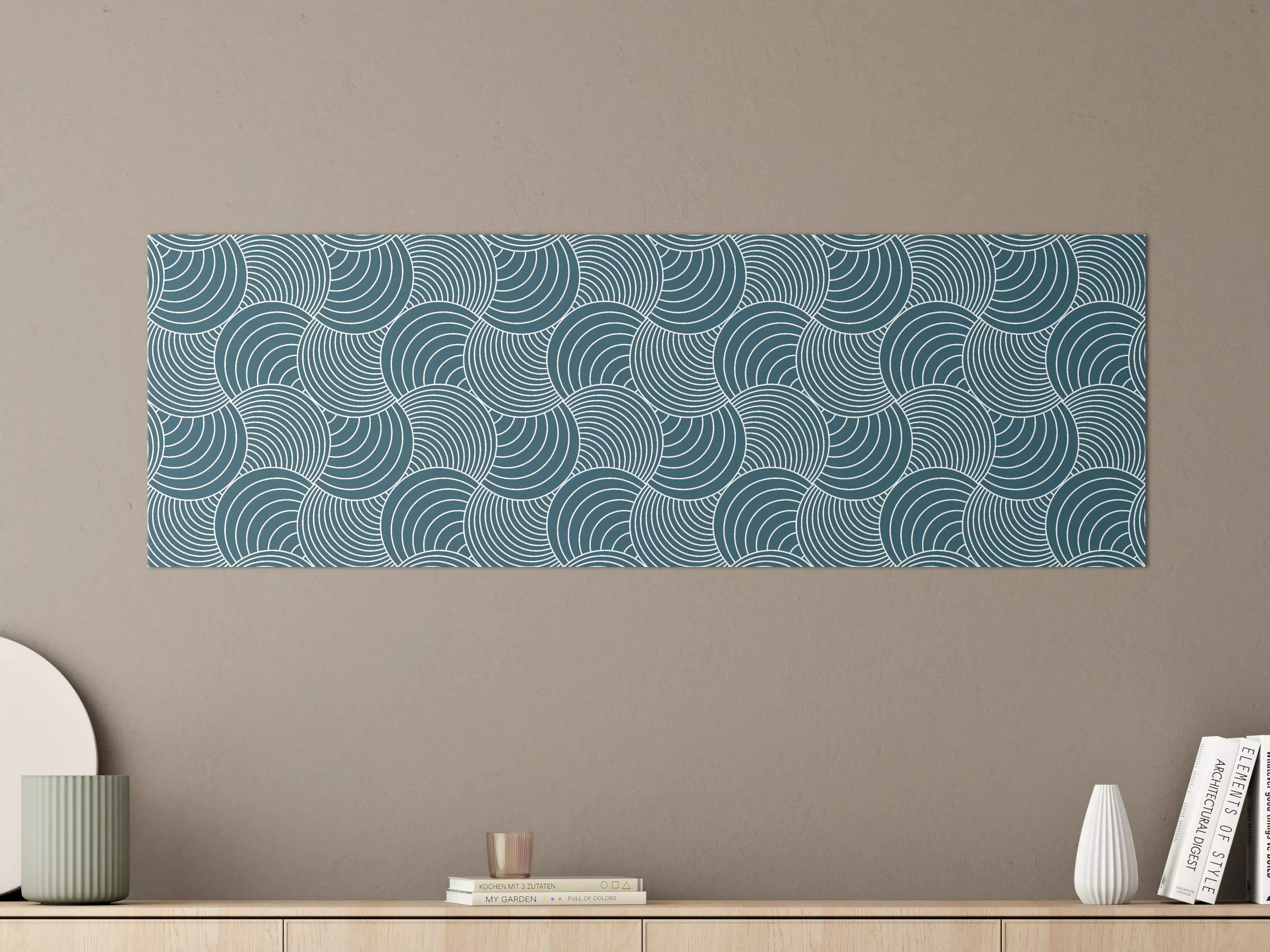 Große Wandbilder - Moderne, blaue Wellenmuster-Textur mit geometrischem Design