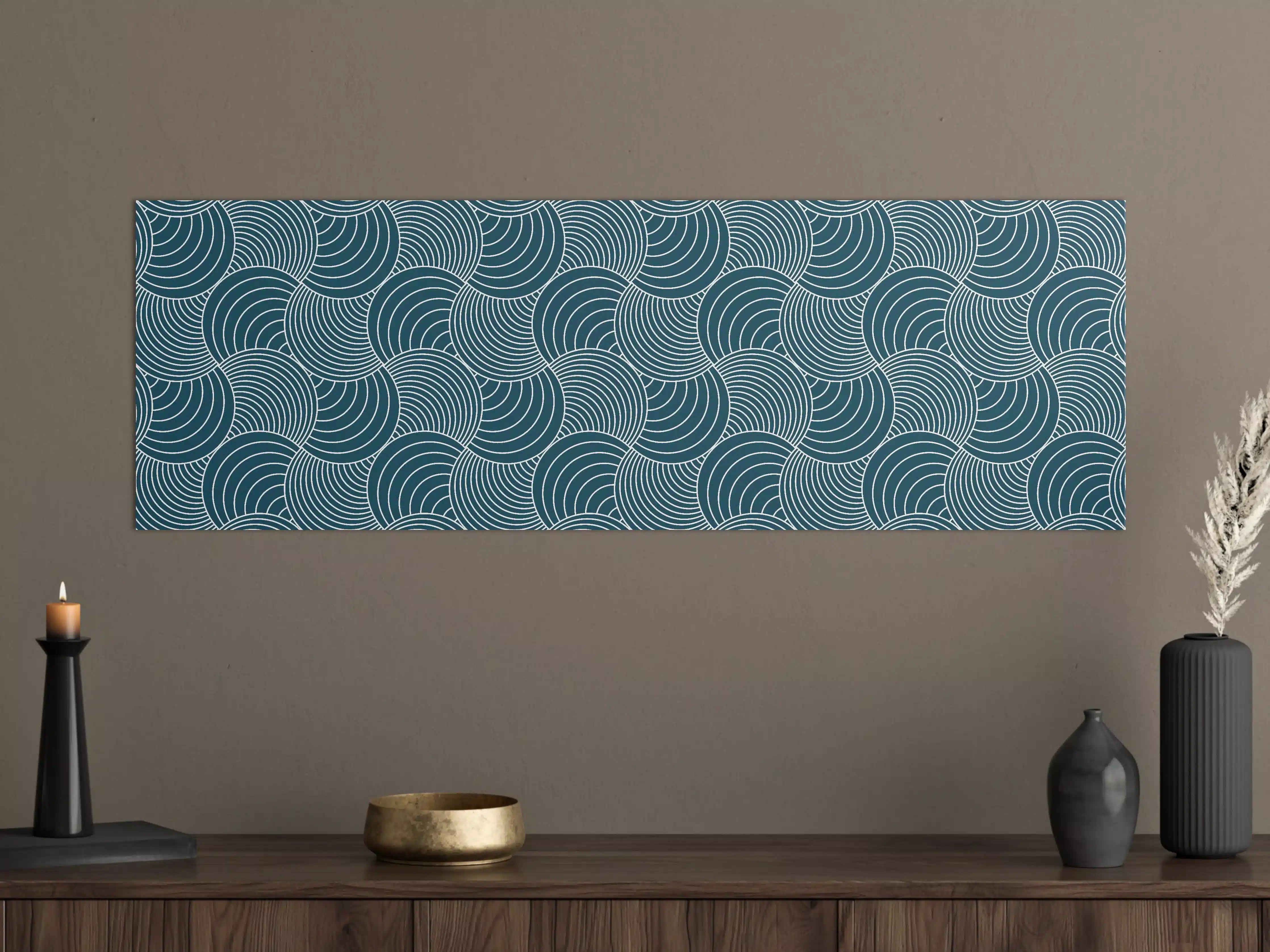Große Wandbilder - Moderne, blaue Wellenmuster-Textur mit geometrischem Design