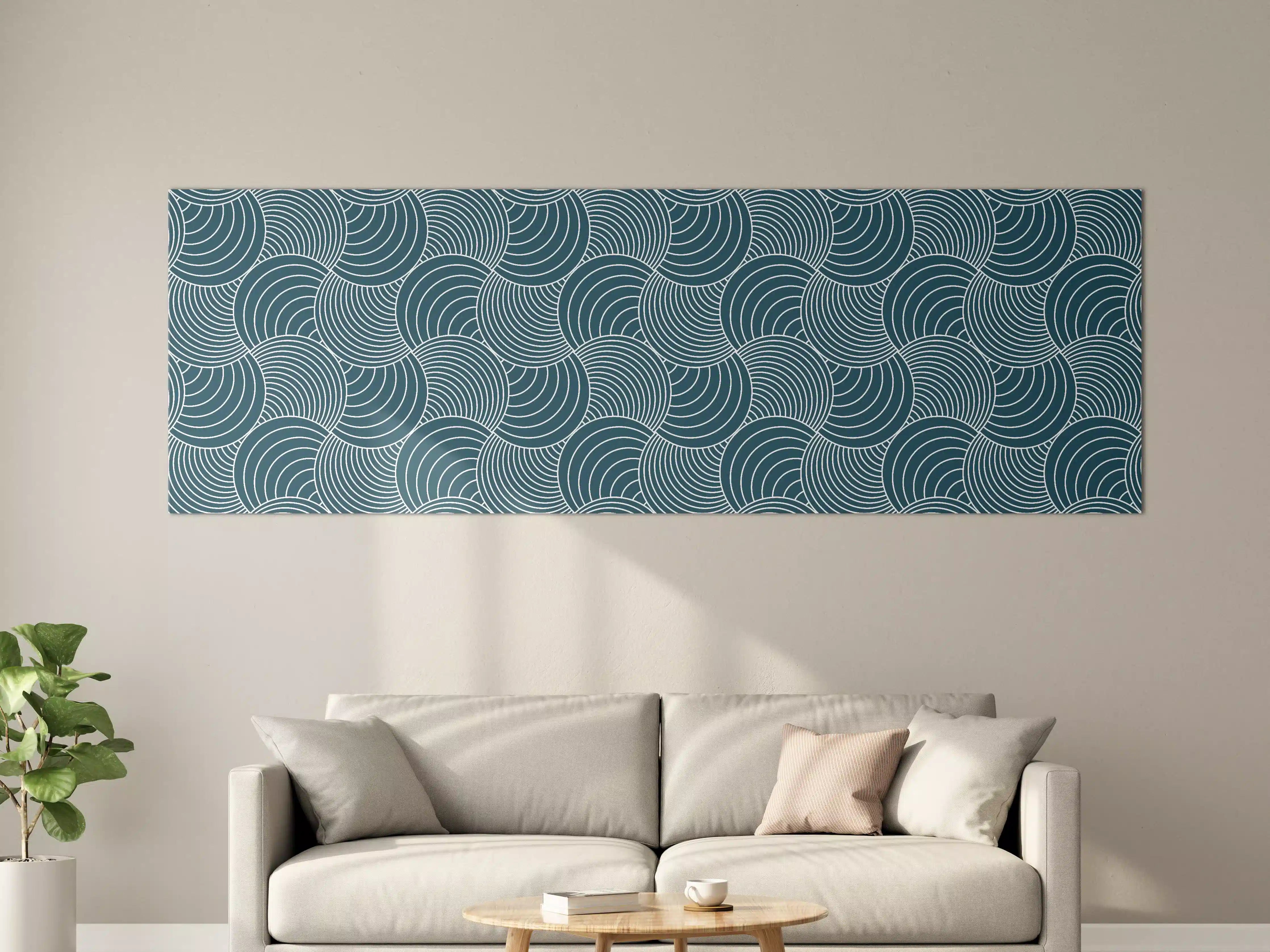 Große Wandbilder - Moderne, blaue Wellenmuster-Textur mit geometrischem Design