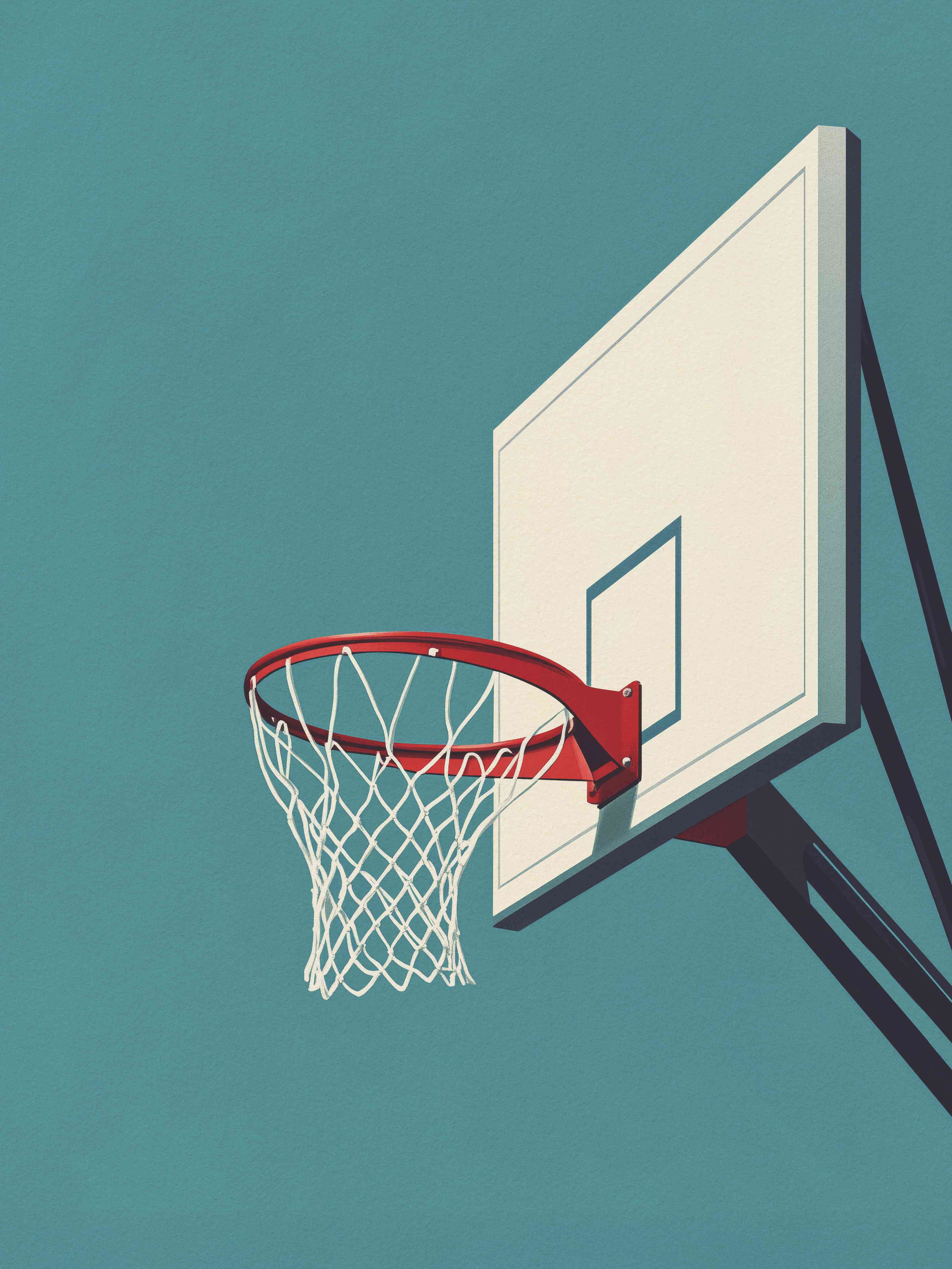 Große Wandbilder-Moderner Basketballkorb vor hellem Hintergrund