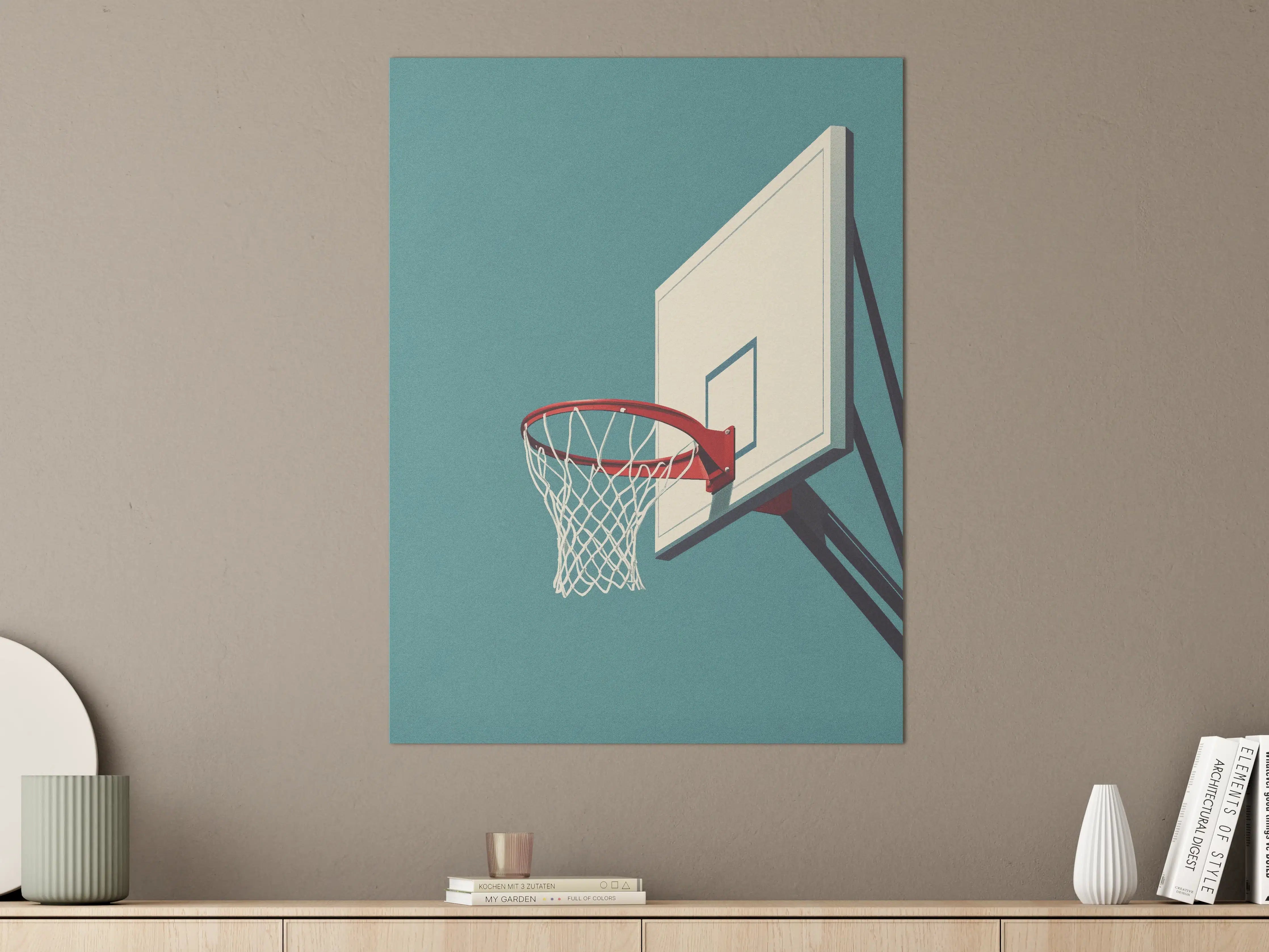 Große Wandbilder - Moderner Basketballkorb vor hellem Hintergrund