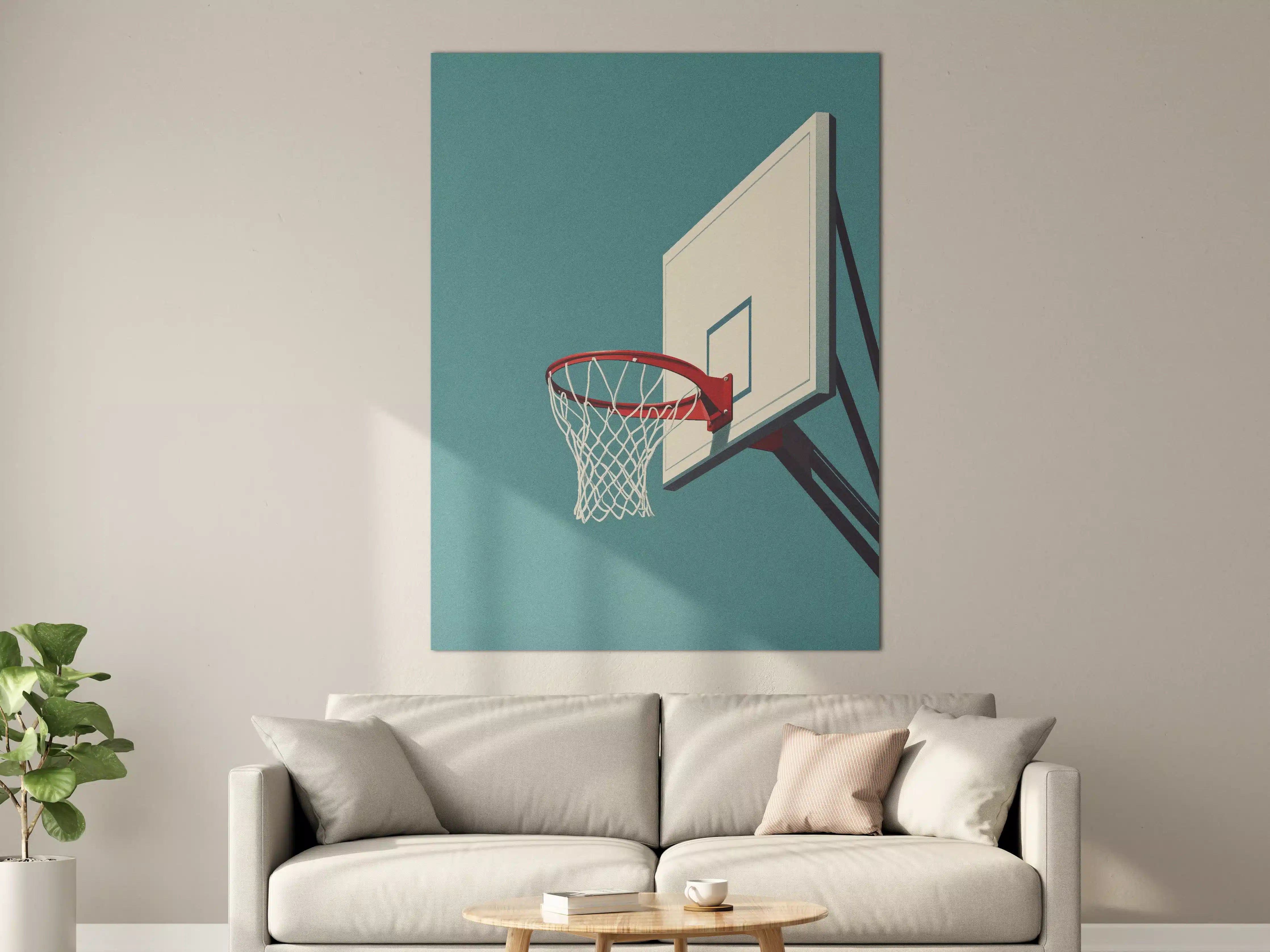 Große Wandbilder - Moderner Basketballkorb vor hellem Hintergrund