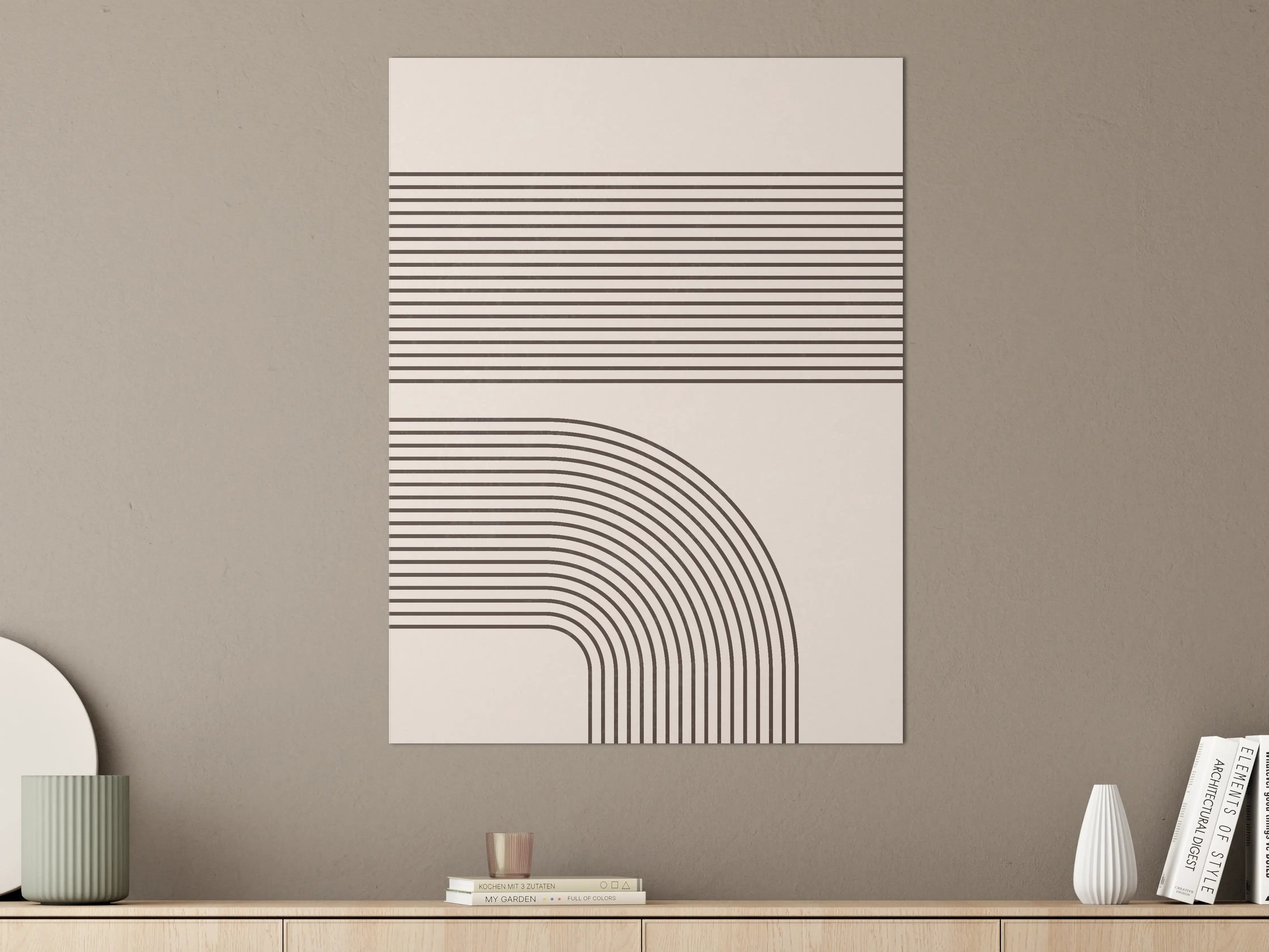 Große Wandbilder - Moderner Linien- und Bogen-Design in Beige