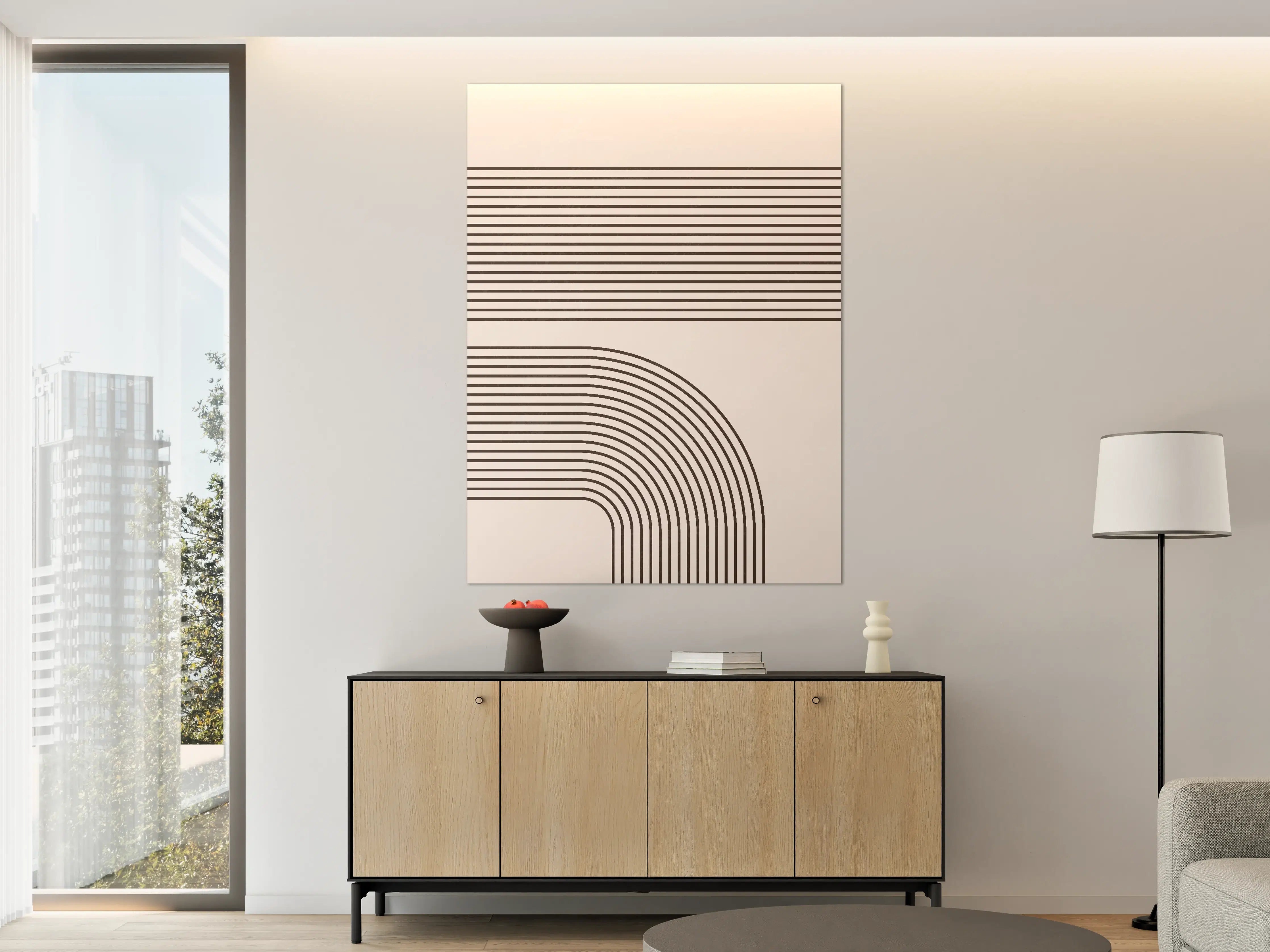 Große Wandbilder - Moderner Linien- und Bogen-Design in Beige